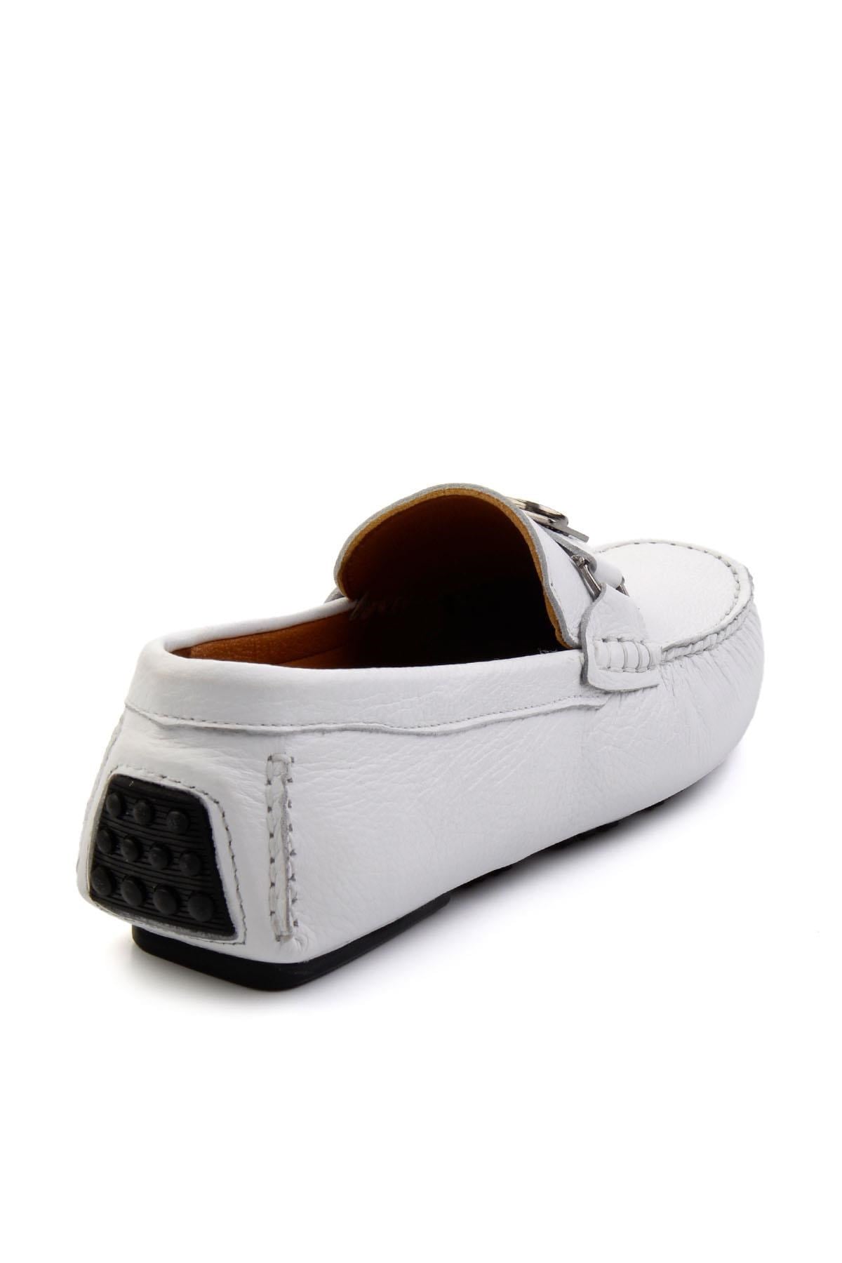 Beyaz Hakiki Deri Erkek Loafer Ayakkabı E01547007540