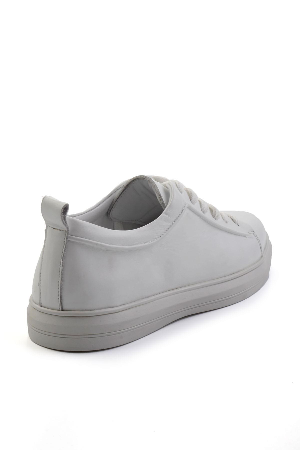 Beyaz Hakiki Deri Erkek Sneaker E01011030843