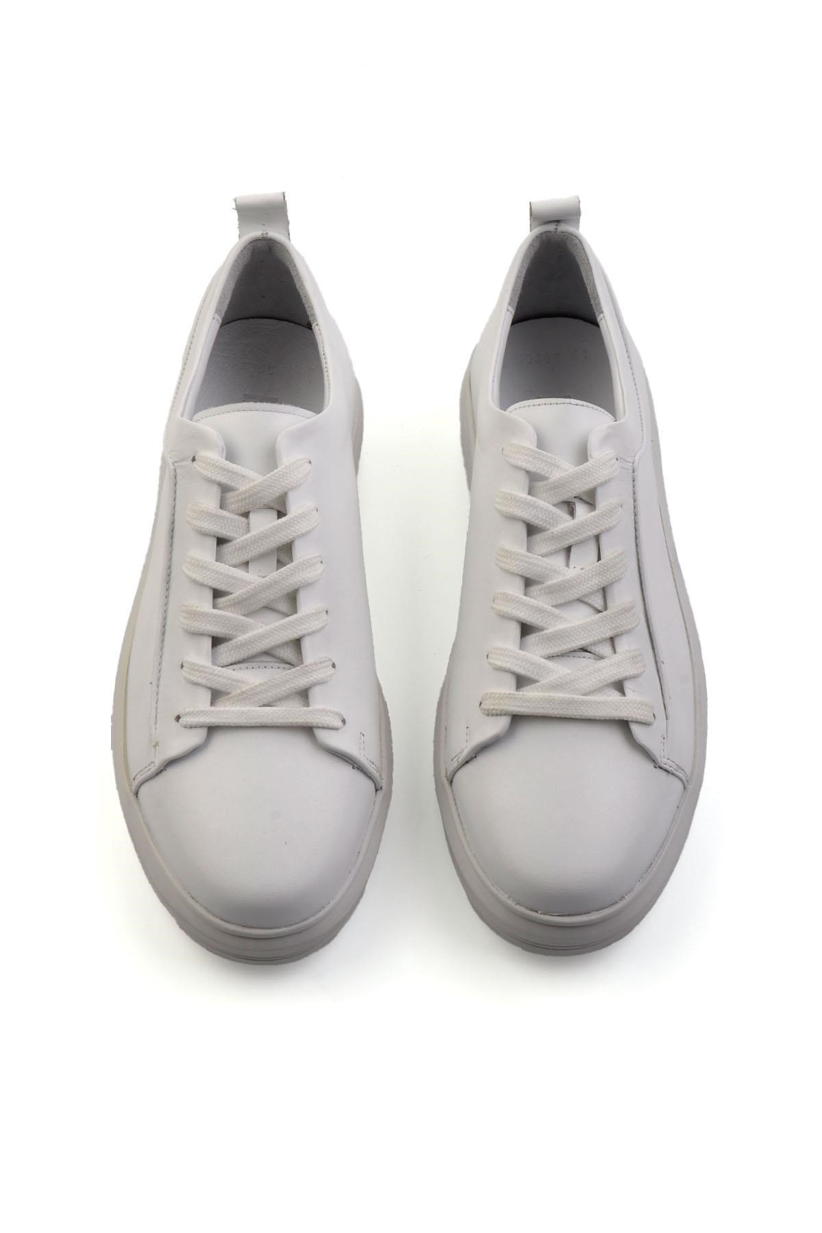 Beyaz Hakiki Deri Erkek Sneaker E01011030843