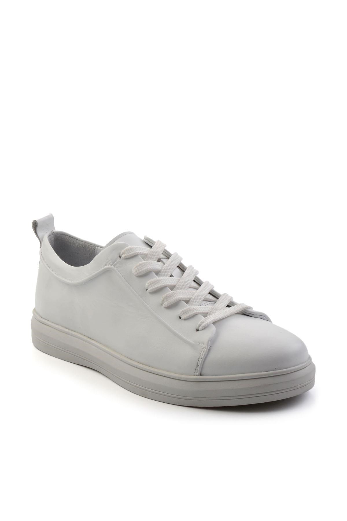 Beyaz Hakiki Deri Erkek Sneaker E01011030843