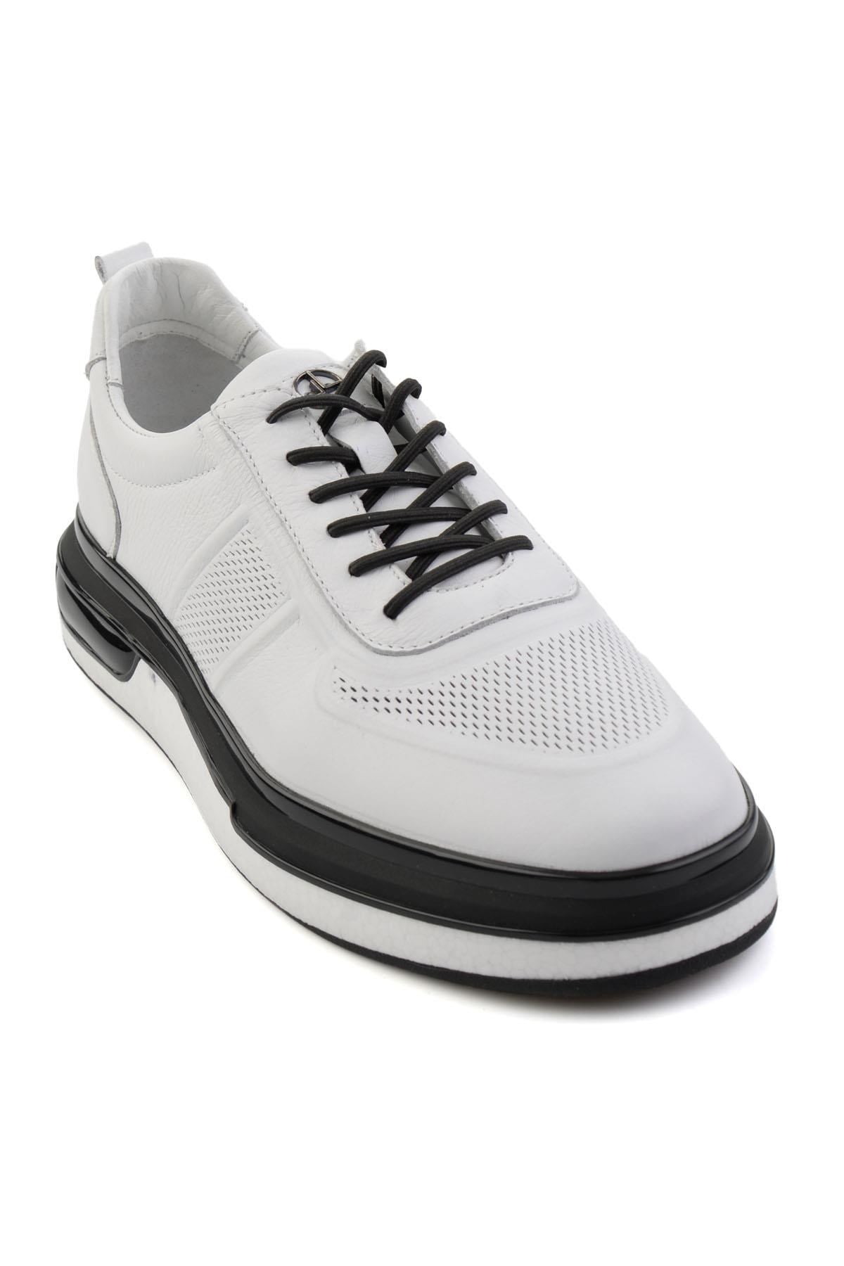 Beyaz Hakiki Deri Erkek Sneaker E01018250303