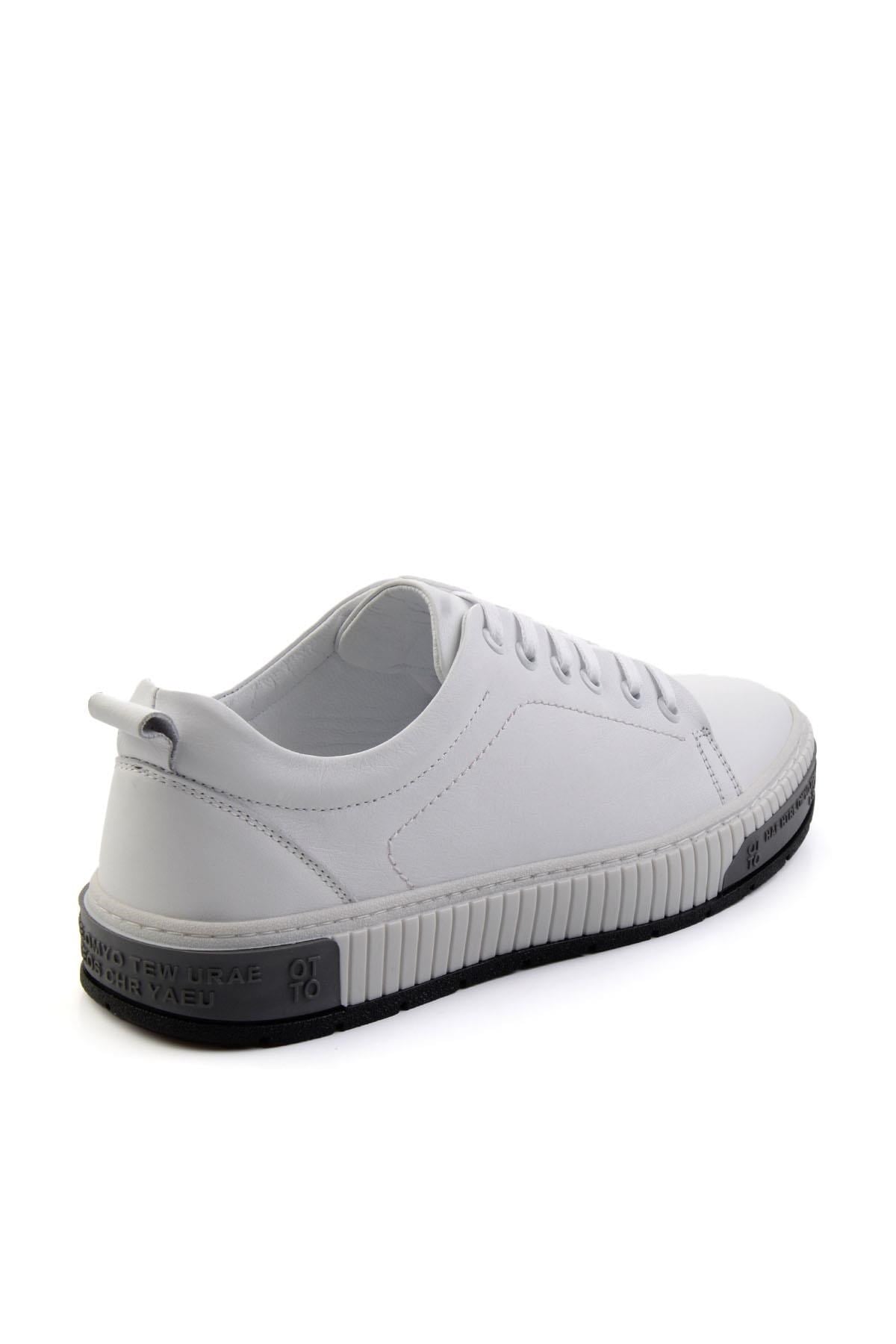 Beyaz Hakiki Deri Erkek Sneaker E01018033443