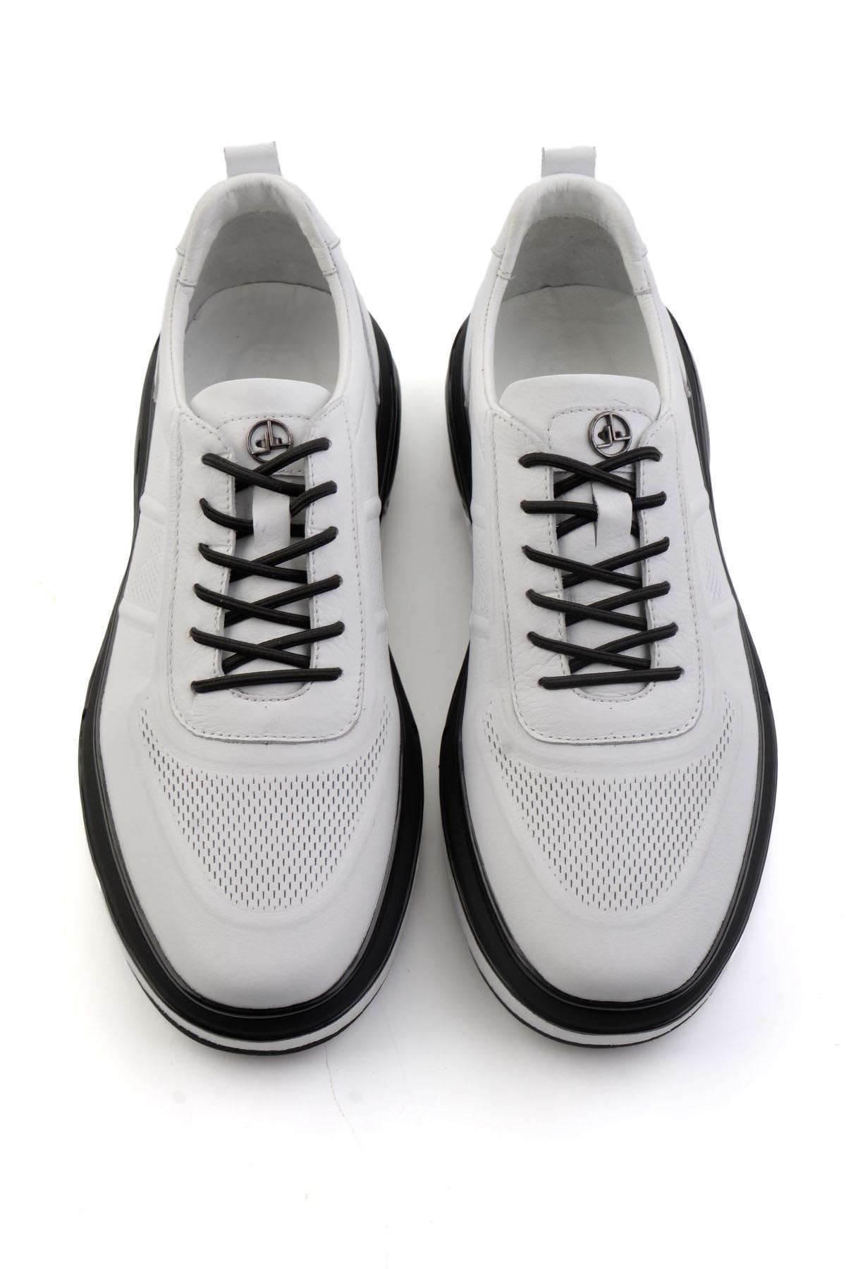 Beyaz Hakiki Deri Erkek Sneaker E01018250303
