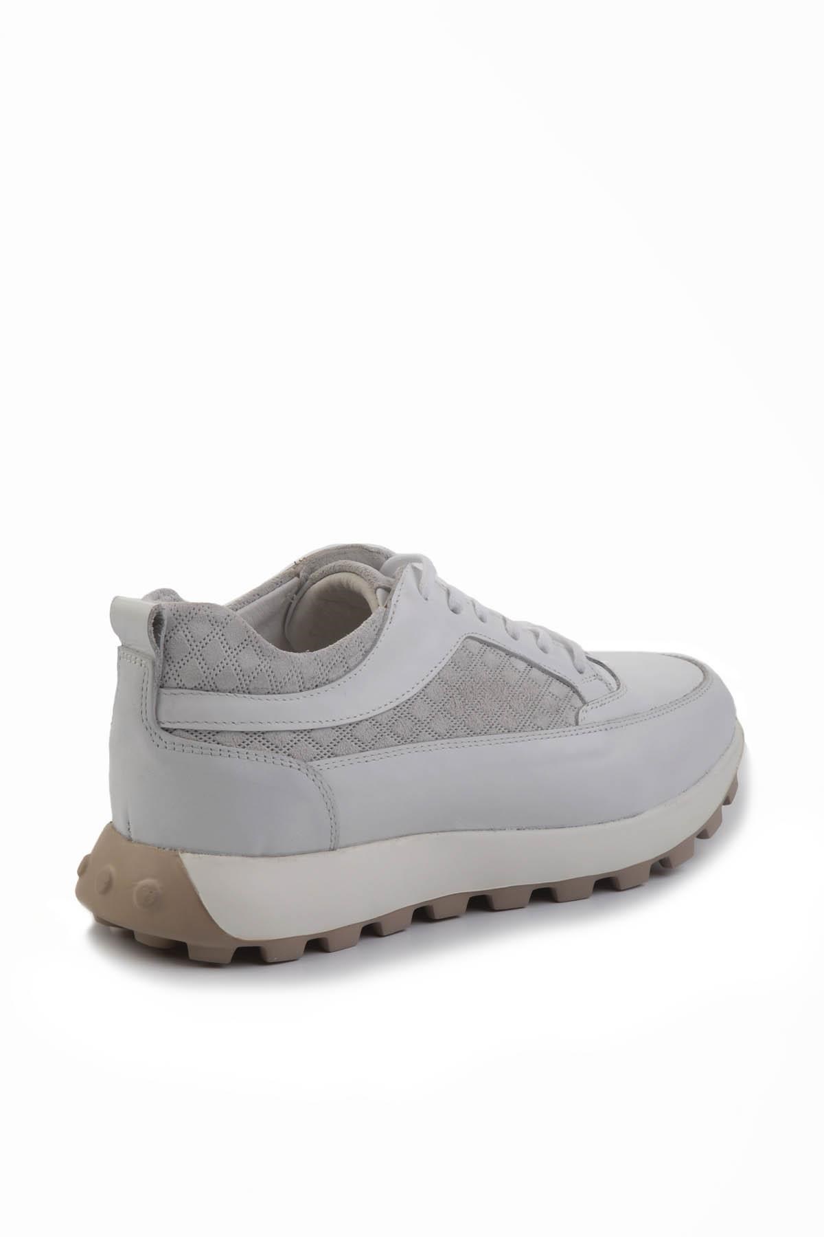Beyaz Hakiki Deri Erkek Sneaker E01034222403