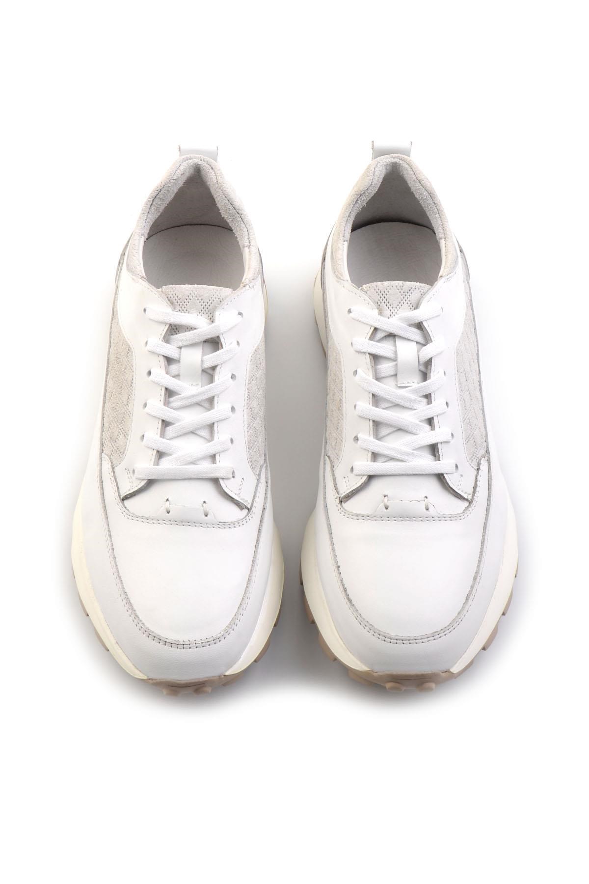 Beyaz Hakiki Deri Erkek Sneaker E01034222403