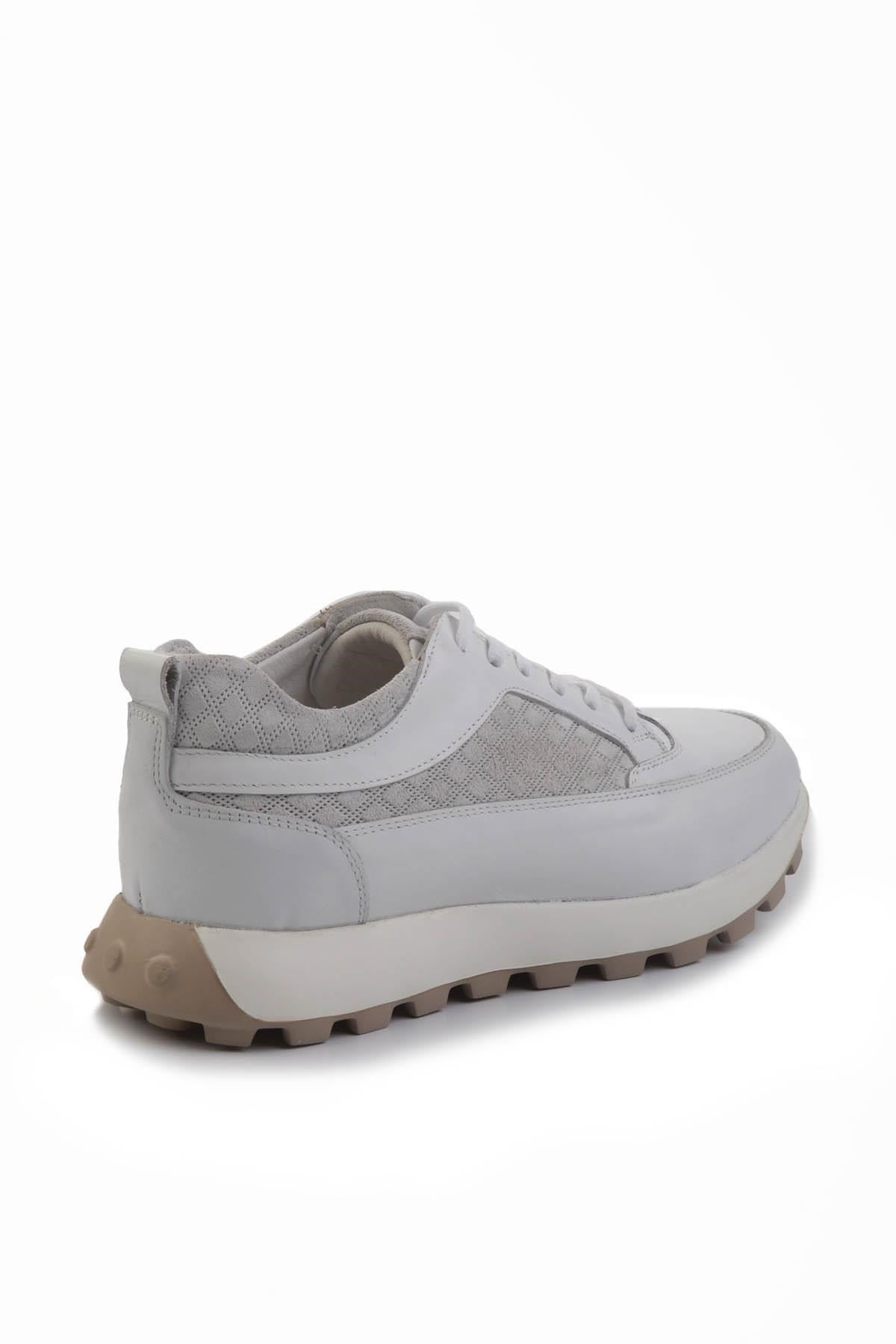 Beyaz Hakiki Deri Erkek Sneaker E01034222403