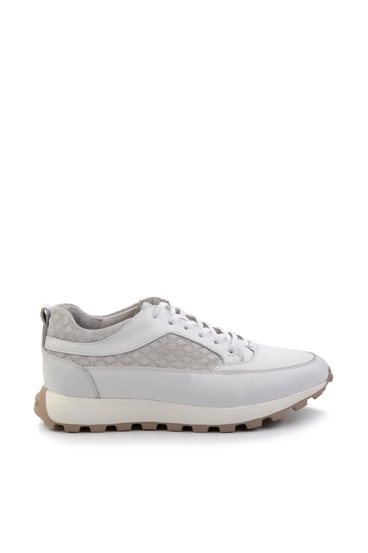 Beyaz Hakiki Deri Erkek Sneaker E01034222403