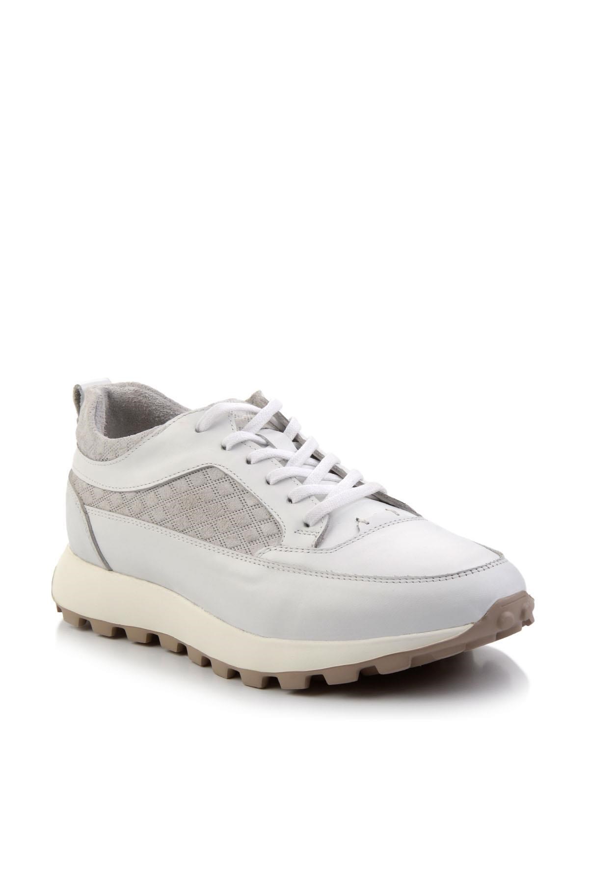 Beyaz Hakiki Deri Erkek Sneaker E01034222403