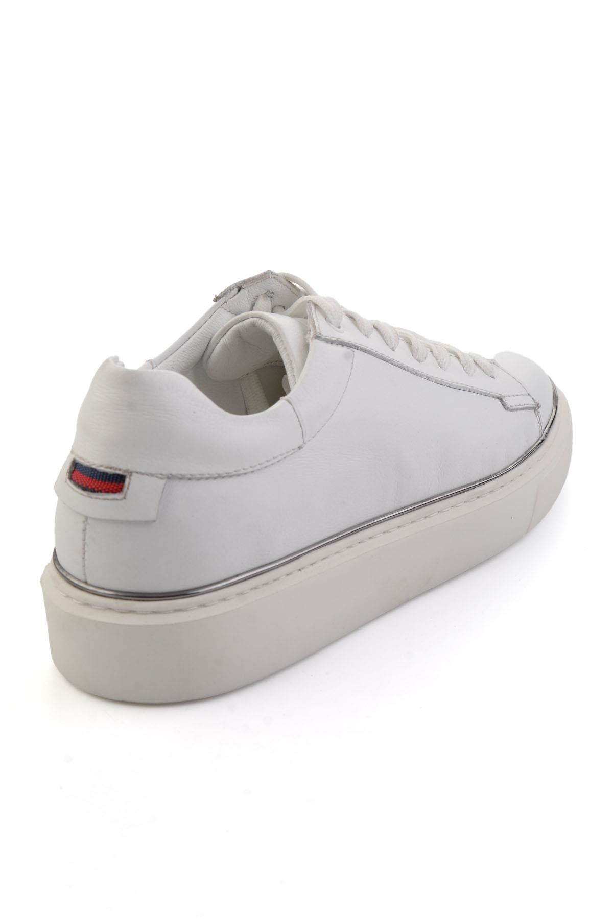 Beyaz Hakiki Deri Erkek Sneaker E01054202643