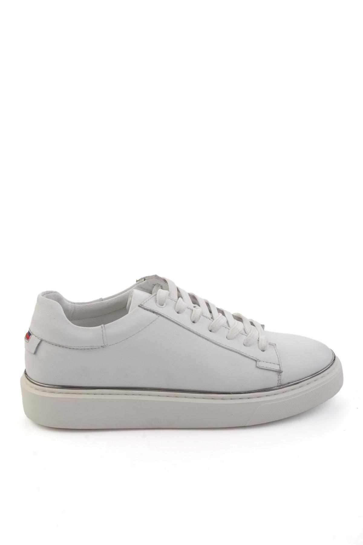 Beyaz Hakiki Deri Erkek Sneaker E01054202643