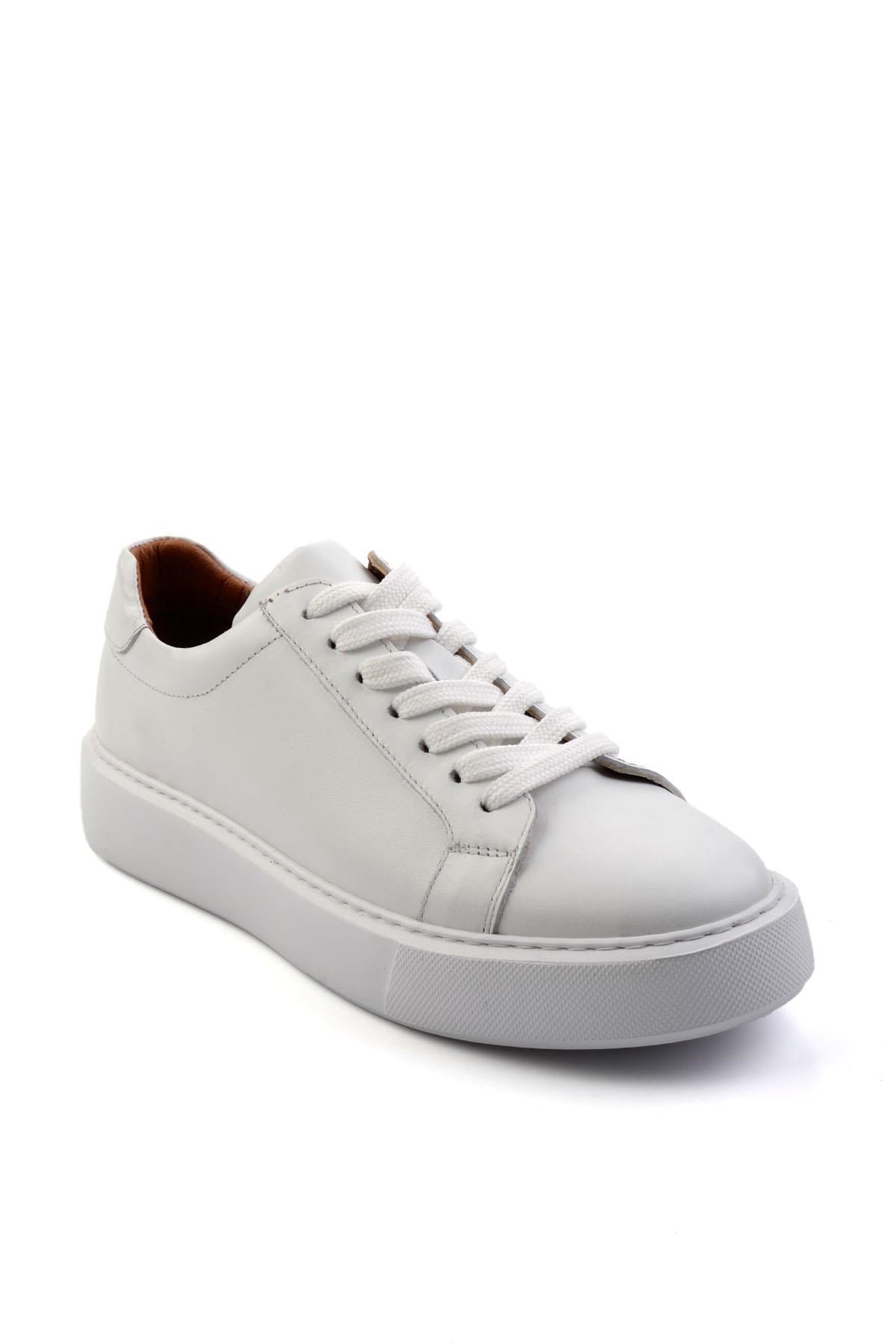 Beyaz Hakiki Deri Erkek Sneaker E01079971043