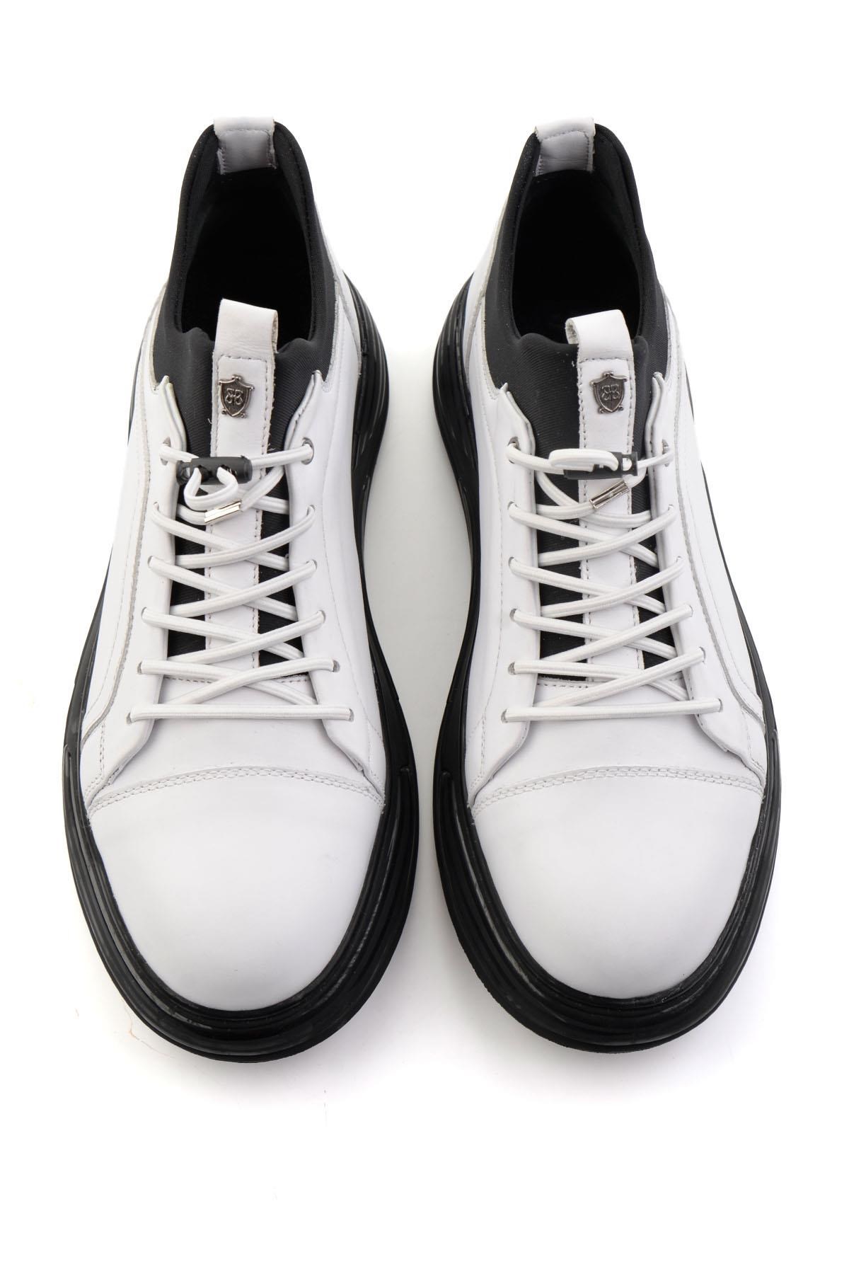 Beyaz Hakiki Deri Erkek Sneaker E01080217043