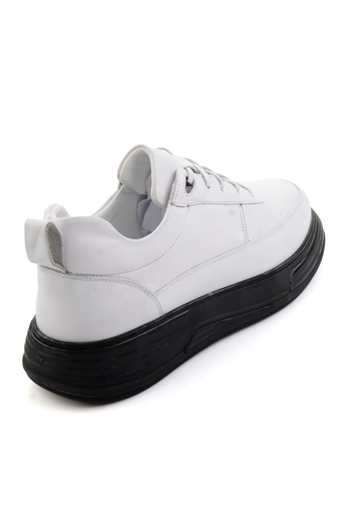 Beyaz Hakiki Deri Erkek Sneaker E01080256343