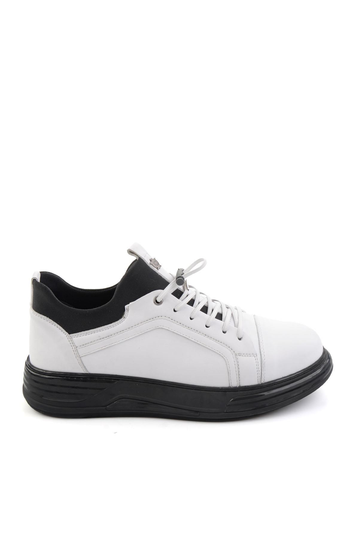 Beyaz Hakiki Deri Erkek Sneaker E01080217043