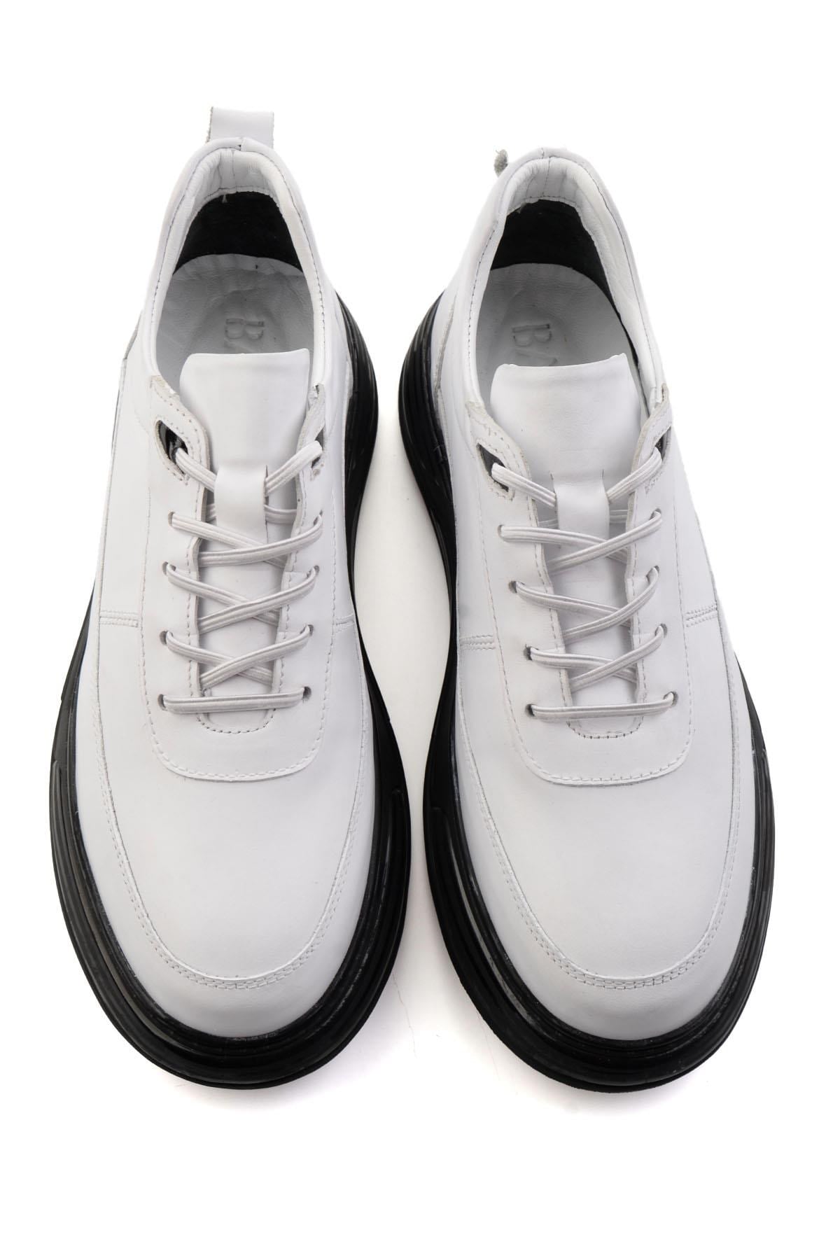Beyaz Hakiki Deri Erkek Sneaker E01080256343