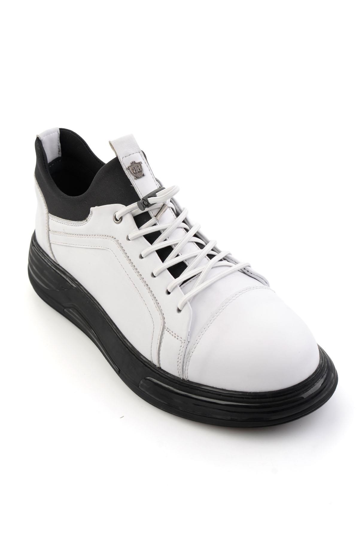 Beyaz Hakiki Deri Erkek Sneaker E01080217043