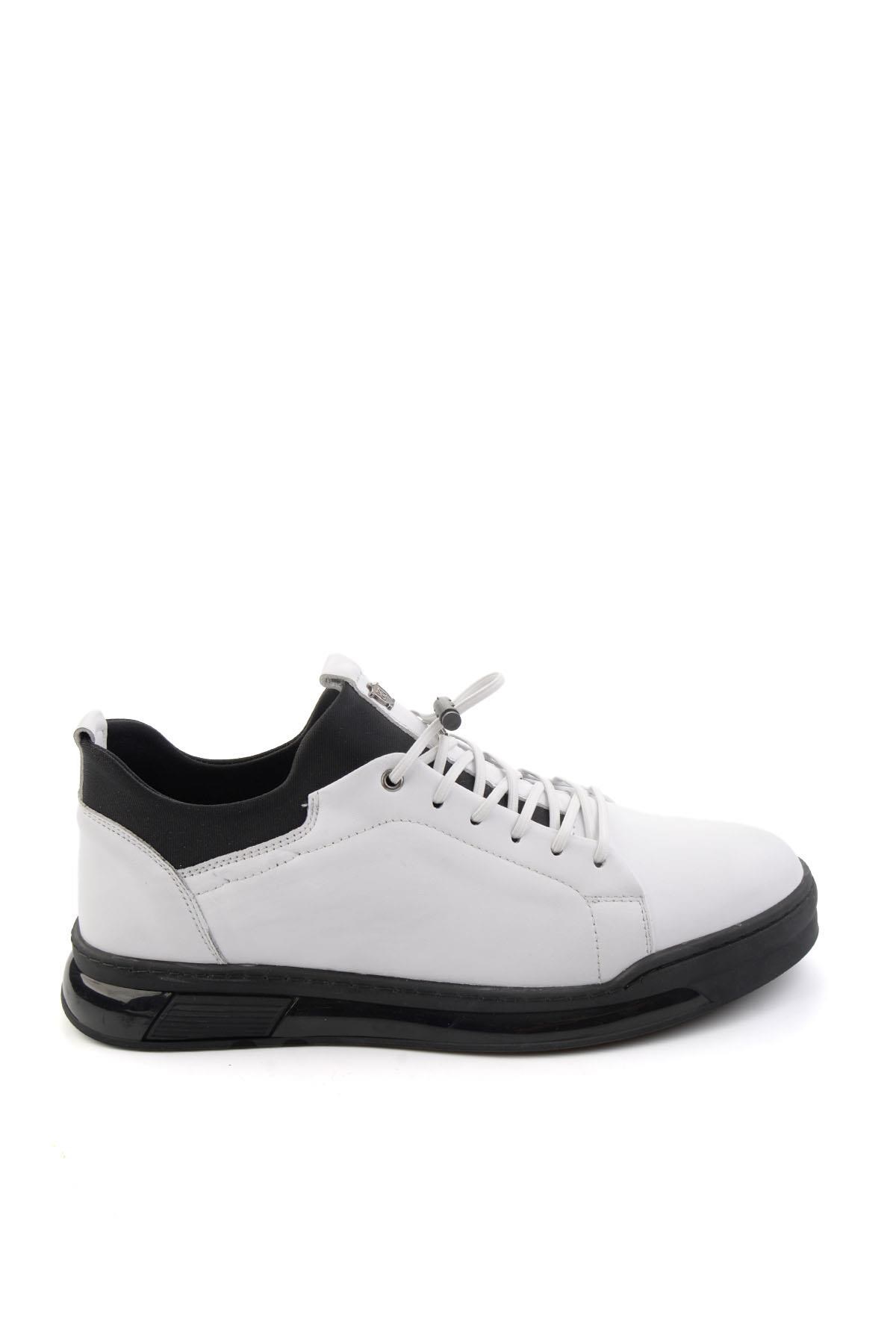 Beyaz Hakiki Deri Erkek Sneaker E01080228543