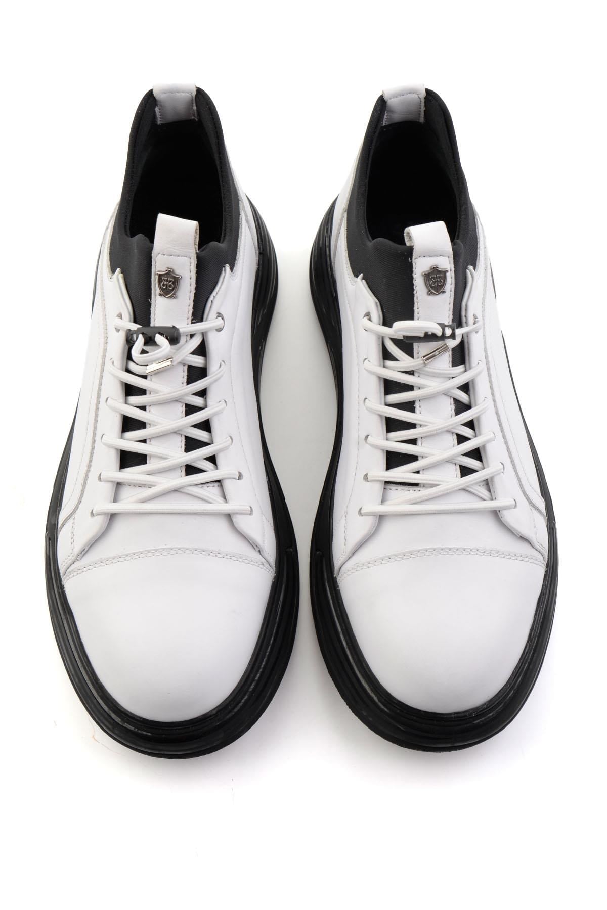 Beyaz Hakiki Deri Erkek Sneaker E01080217043