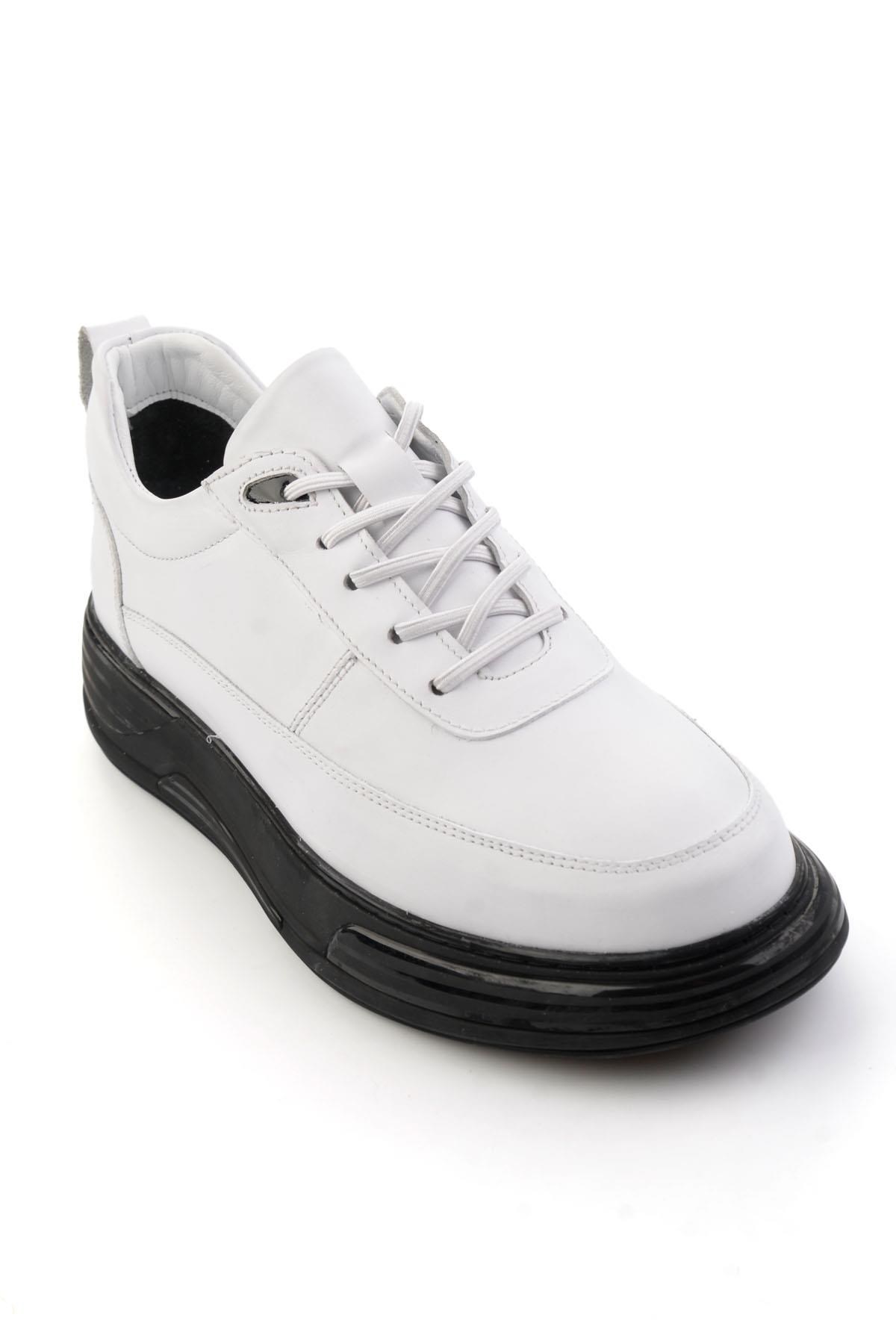 Beyaz Hakiki Deri Erkek Sneaker E01080256343