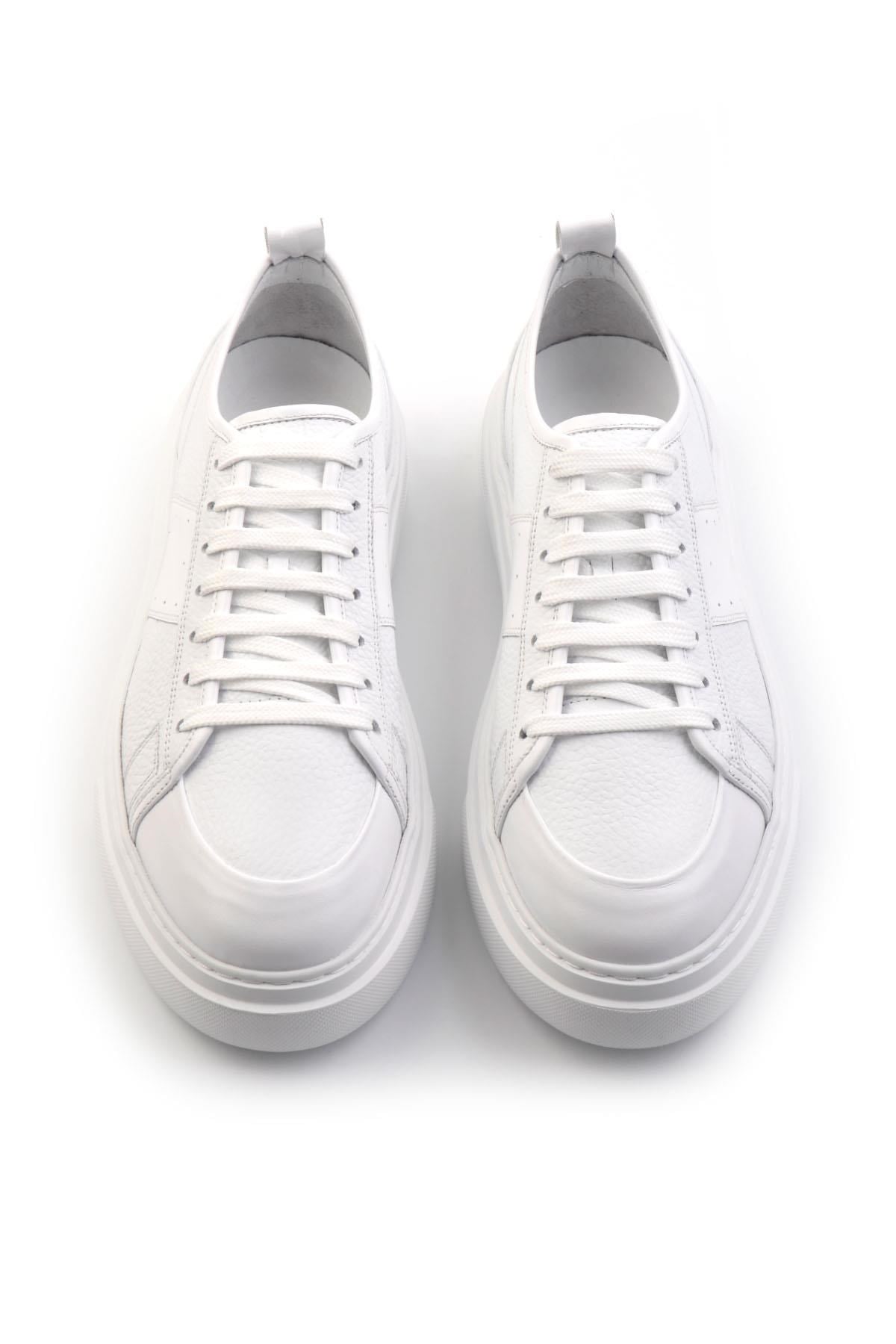 Beyaz Hakiki Deri Erkek Sneaker E01083018003