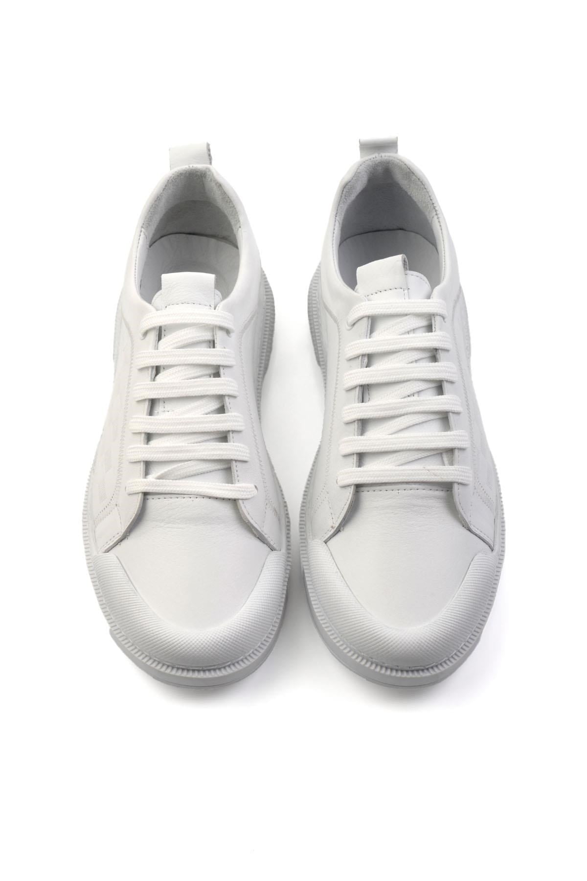 Beyaz Hakiki Deri Erkek Sneaker E01084240703