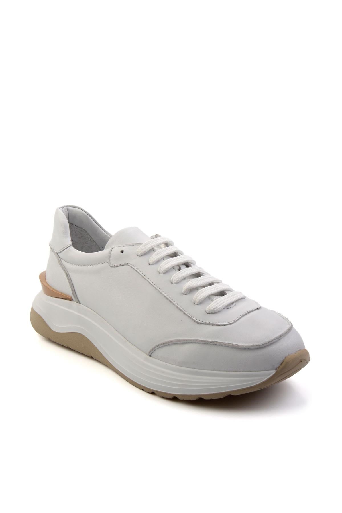 Beyaz Hakiki Deri Erkek Sneaker E01087115603