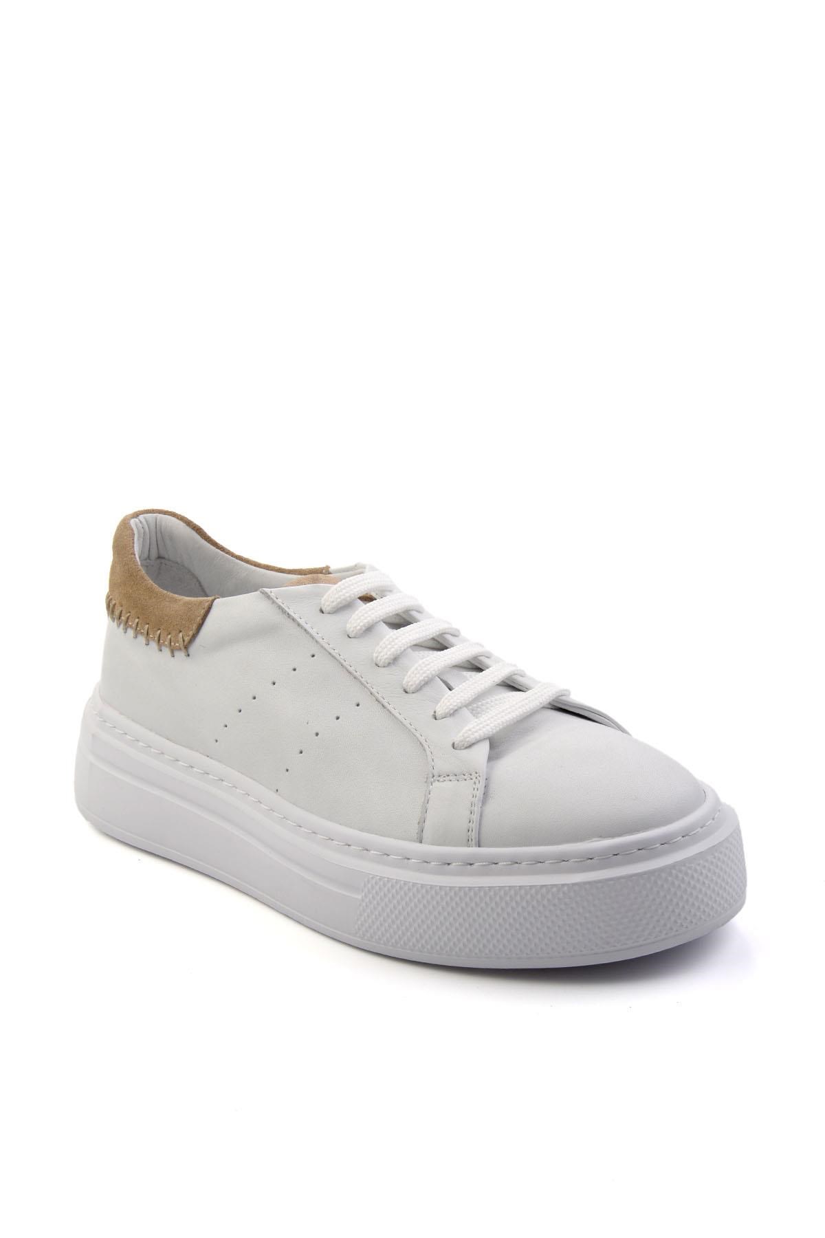 Beyaz Hakiki Deri Erkek Sneaker E01087114303