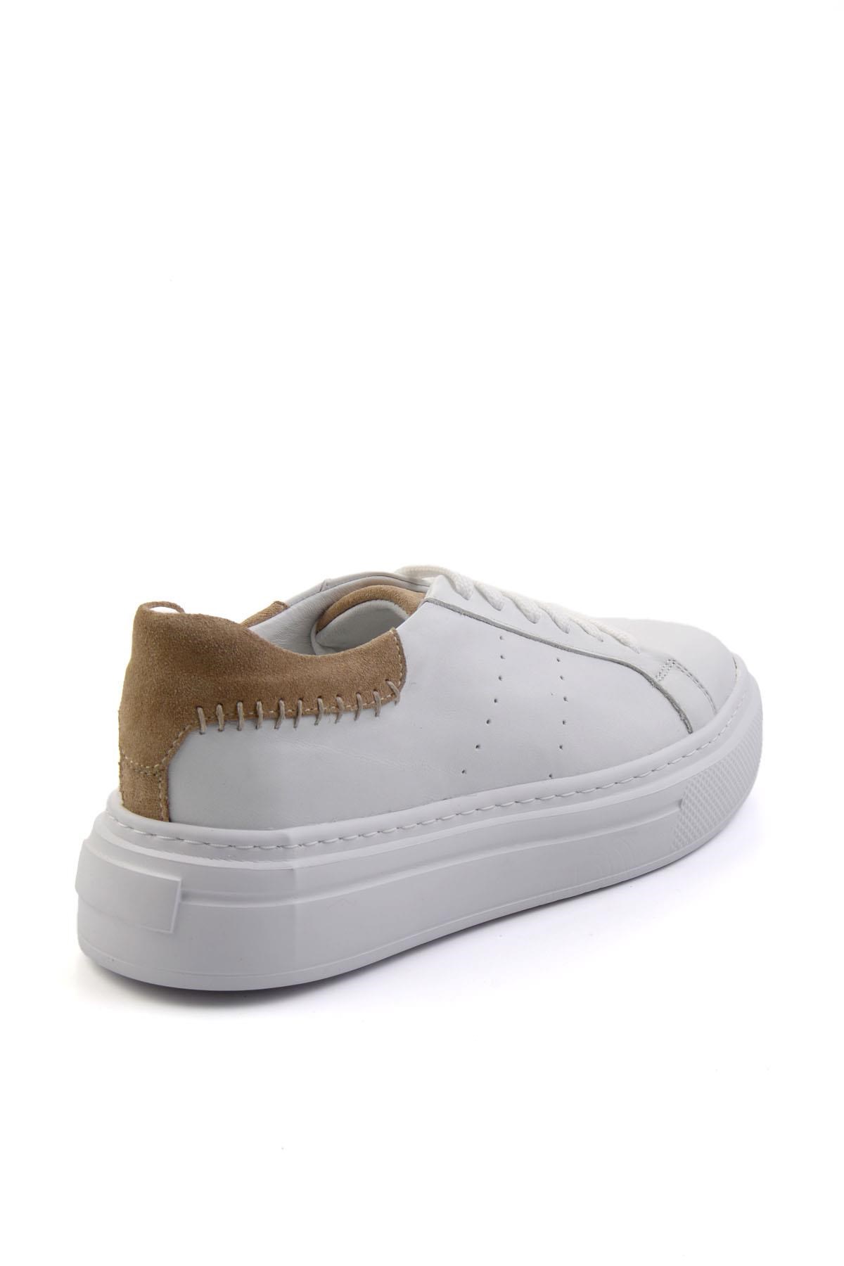 Beyaz Hakiki Deri Erkek Sneaker E01087114303