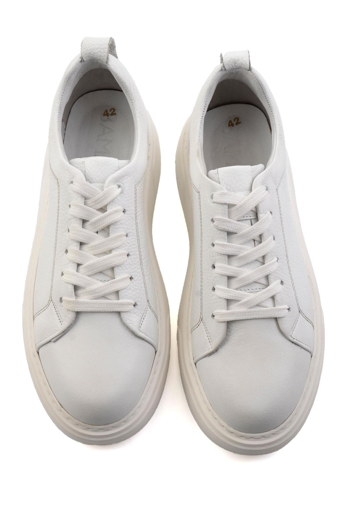 Beyaz Hakiki Deri Erkek Sneaker E01089006803