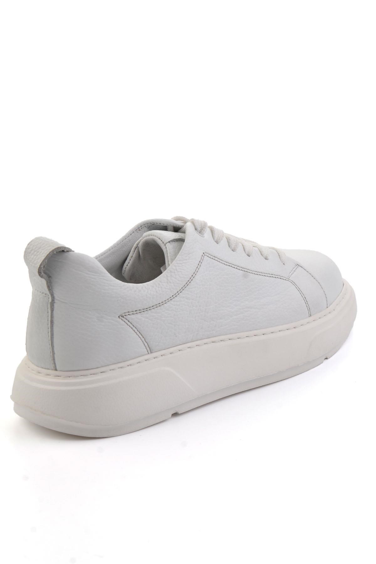 Beyaz Hakiki Deri Erkek Sneaker E01089006803