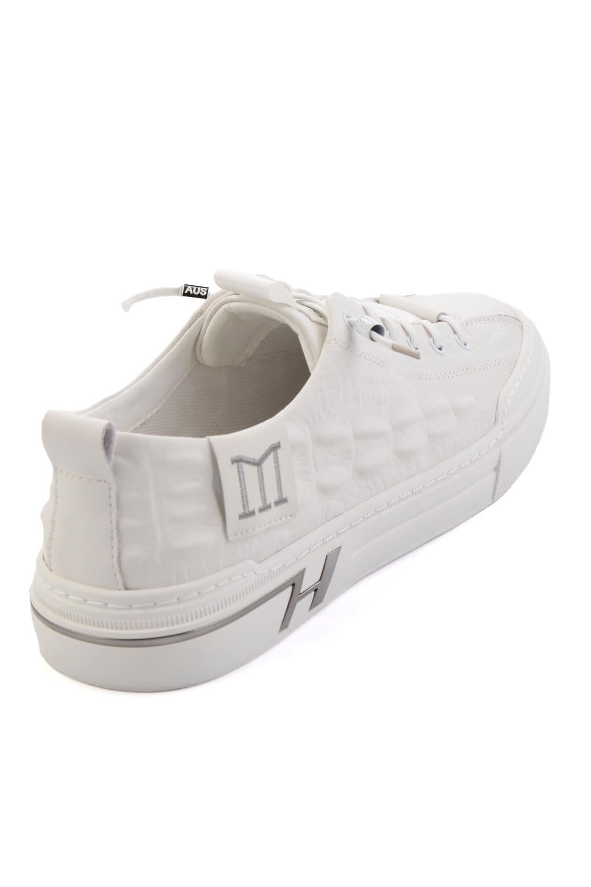 Beyaz Hakiki Deri Erkek Sneaker E01185510603