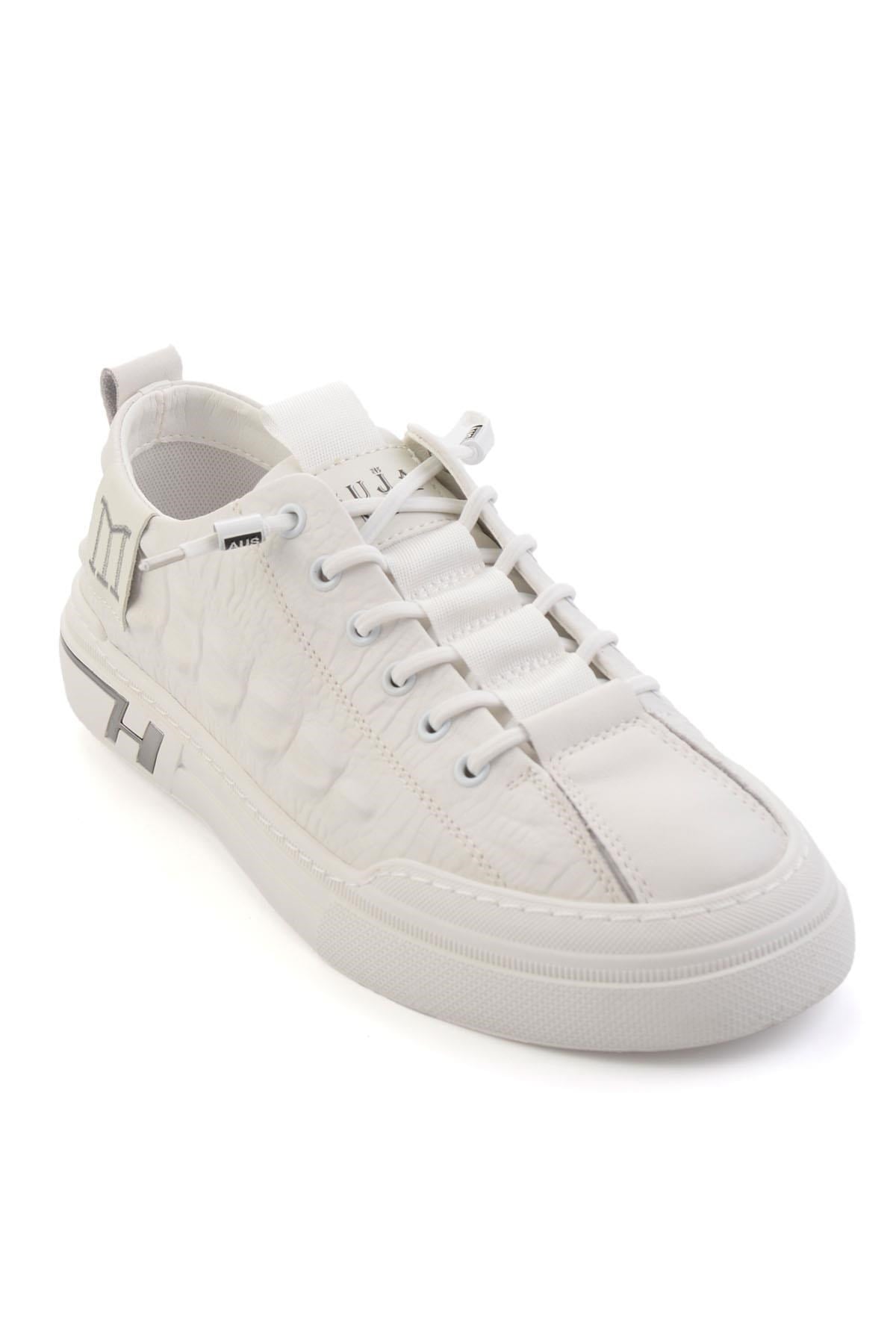 Beyaz Hakiki Deri Erkek Sneaker E01185510603