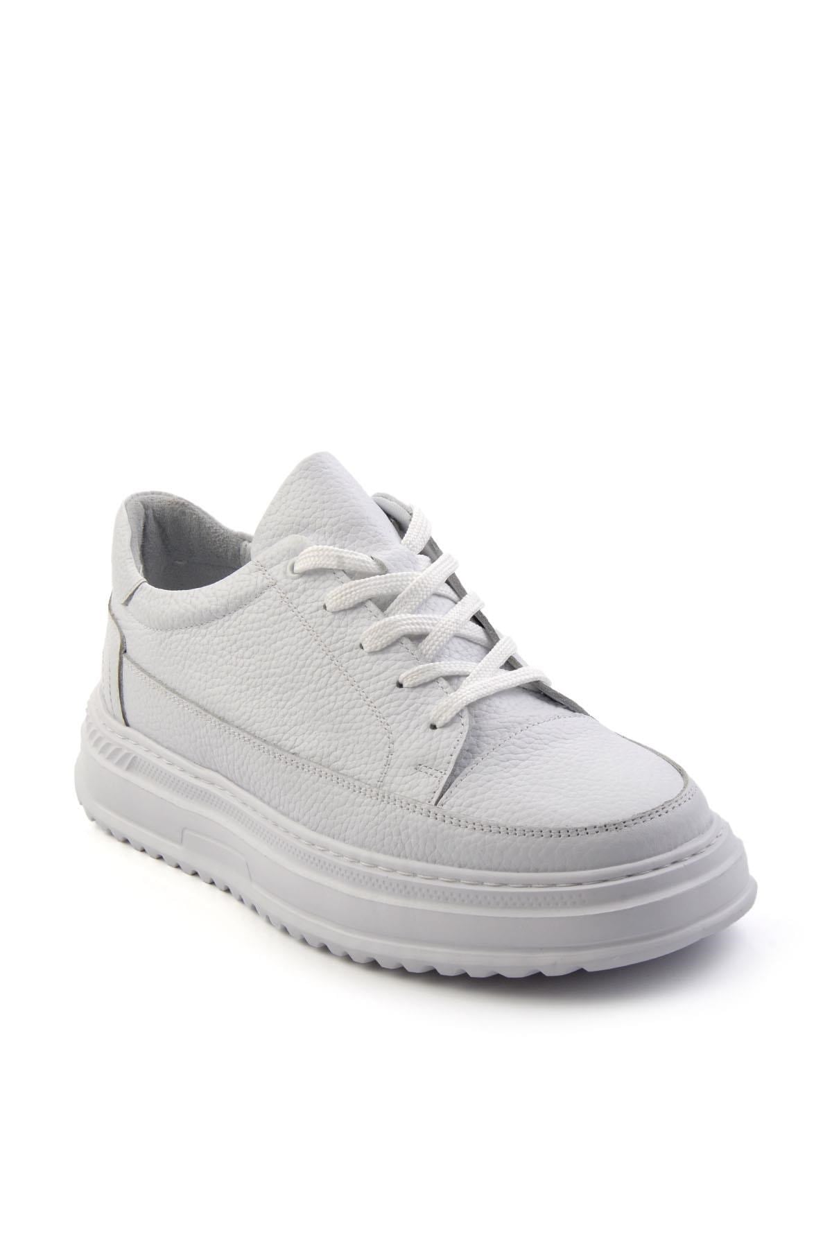 Beyaz Hakiki Deri Erkek Sneaker E01304005503