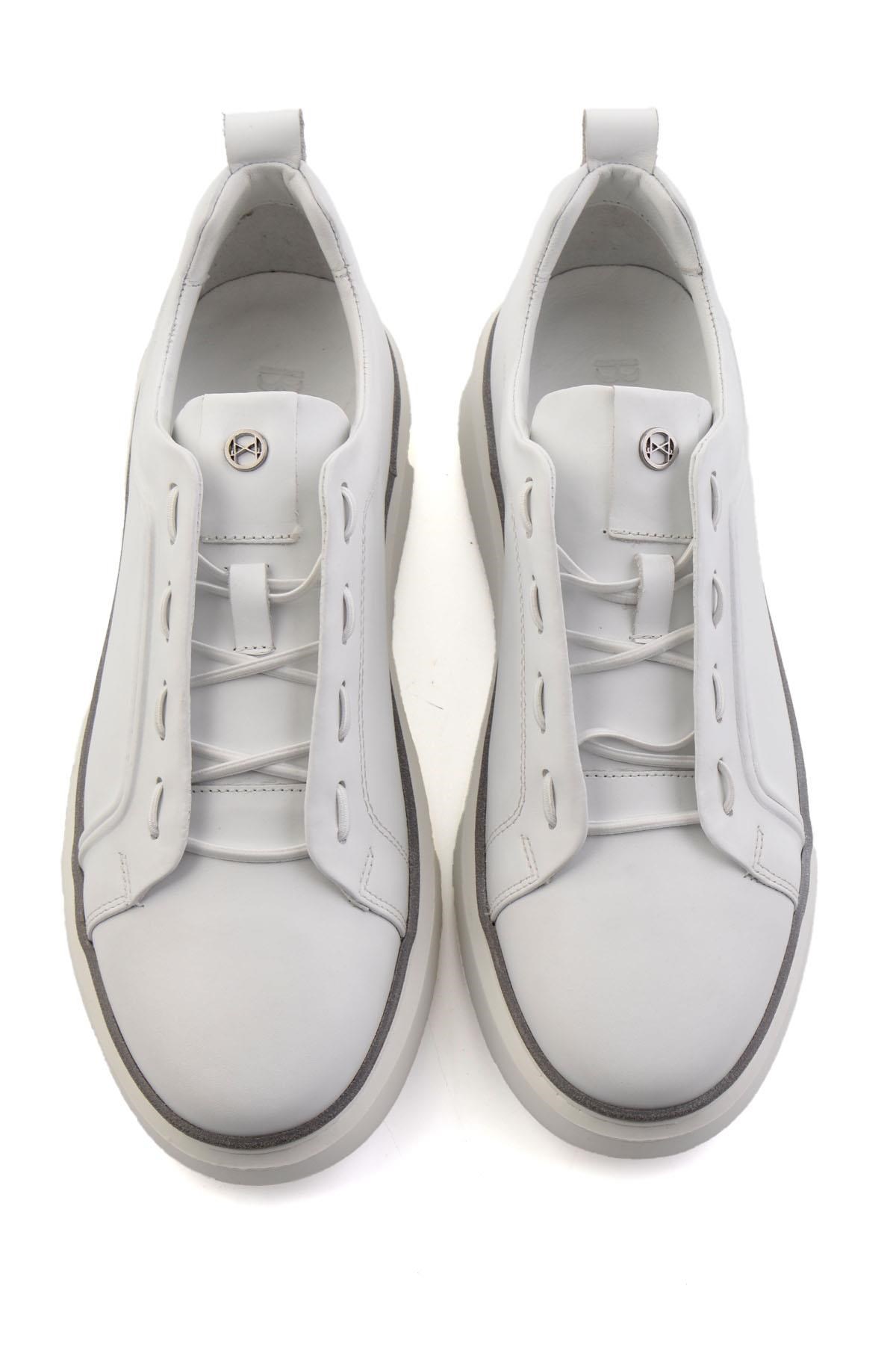 Beyaz Hakiki Deri Erkek Sneaker E01398028043