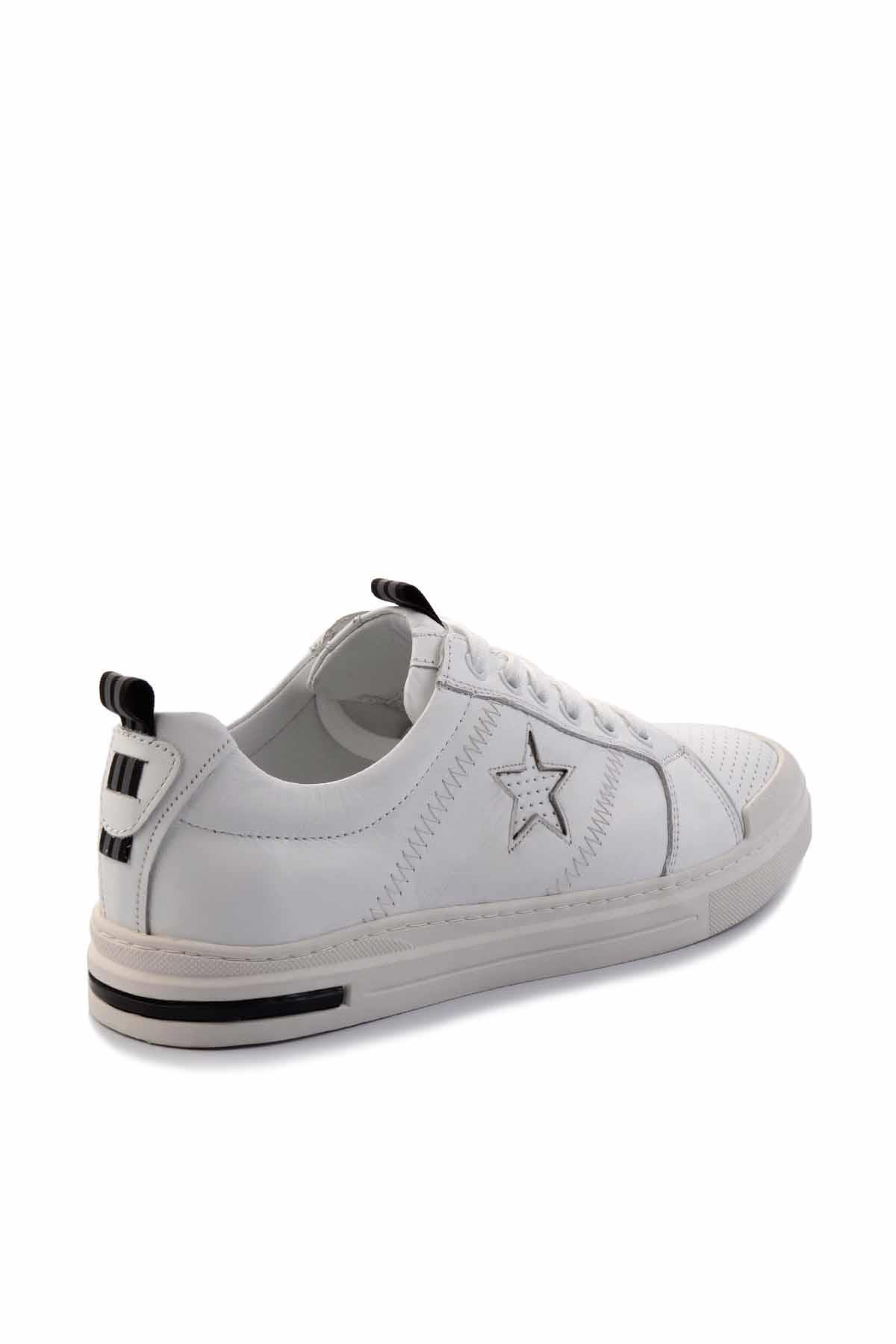 Beyaz Hakiki Deri Erkek Sneaker E01398202703