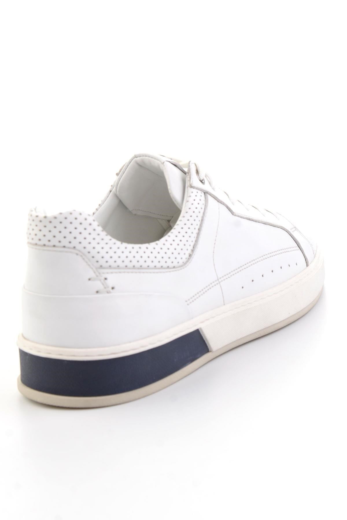 Beyaz Hakiki Deri Erkek Sneaker E01398008743