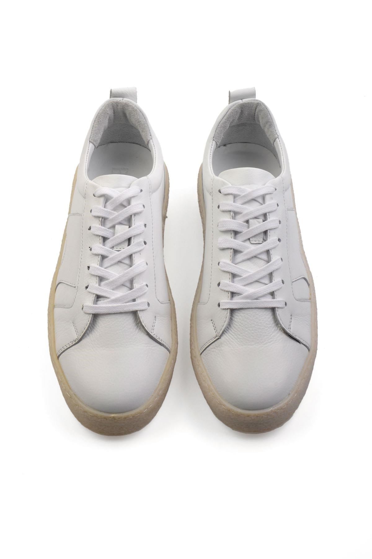 Beyaz Hakiki Deri Erkek Sneaker E01442500643