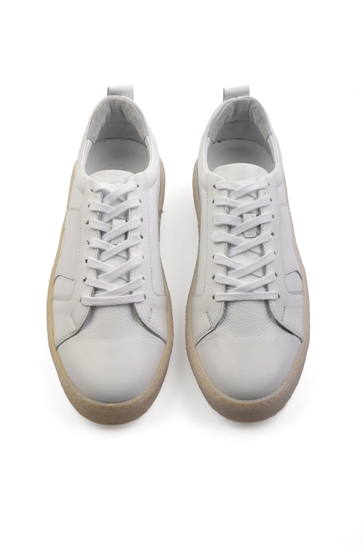 Beyaz Hakiki Deri Erkek Sneaker E01442500643