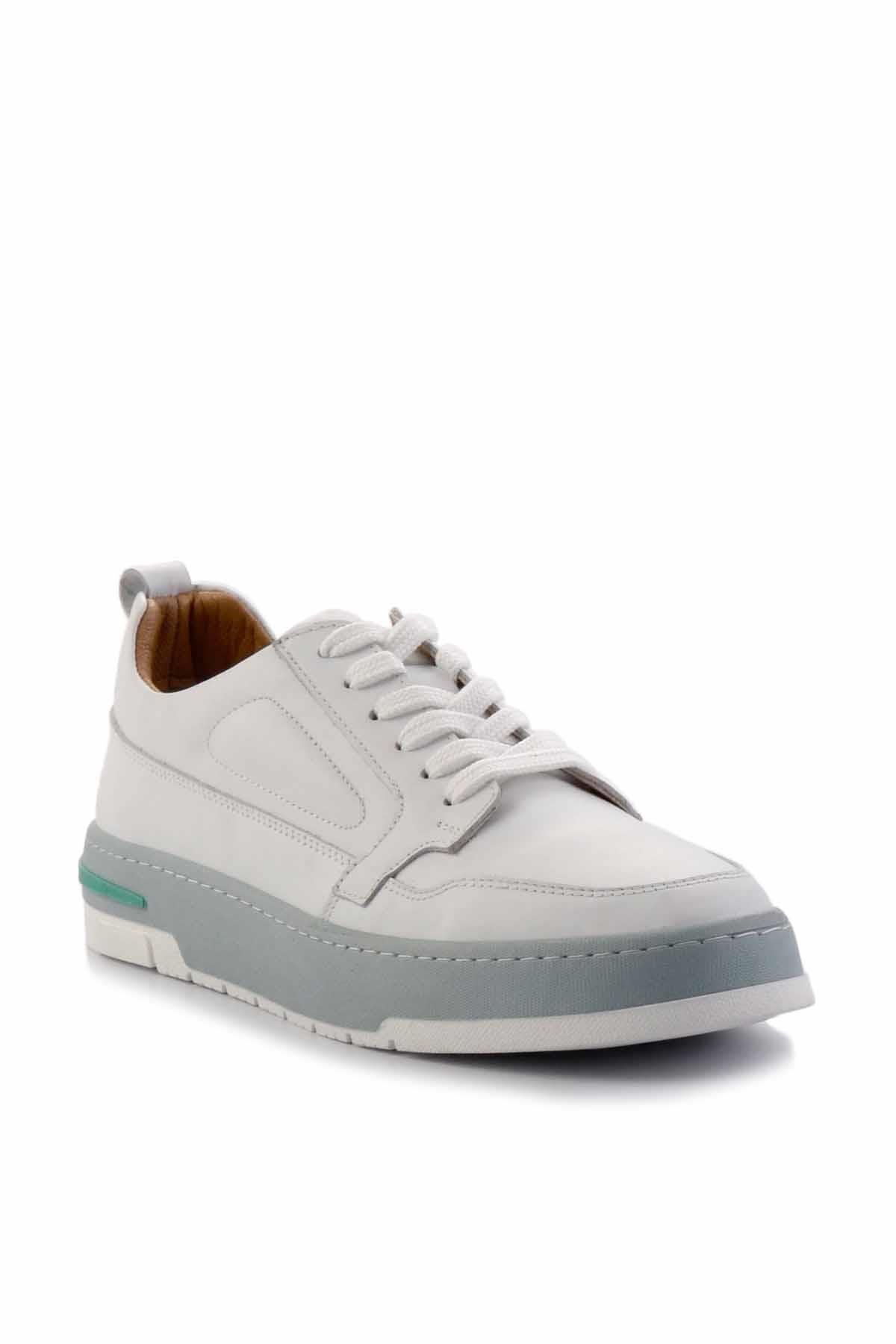 Beyaz Hakiki Deri Erkek Sneaker E01463410603