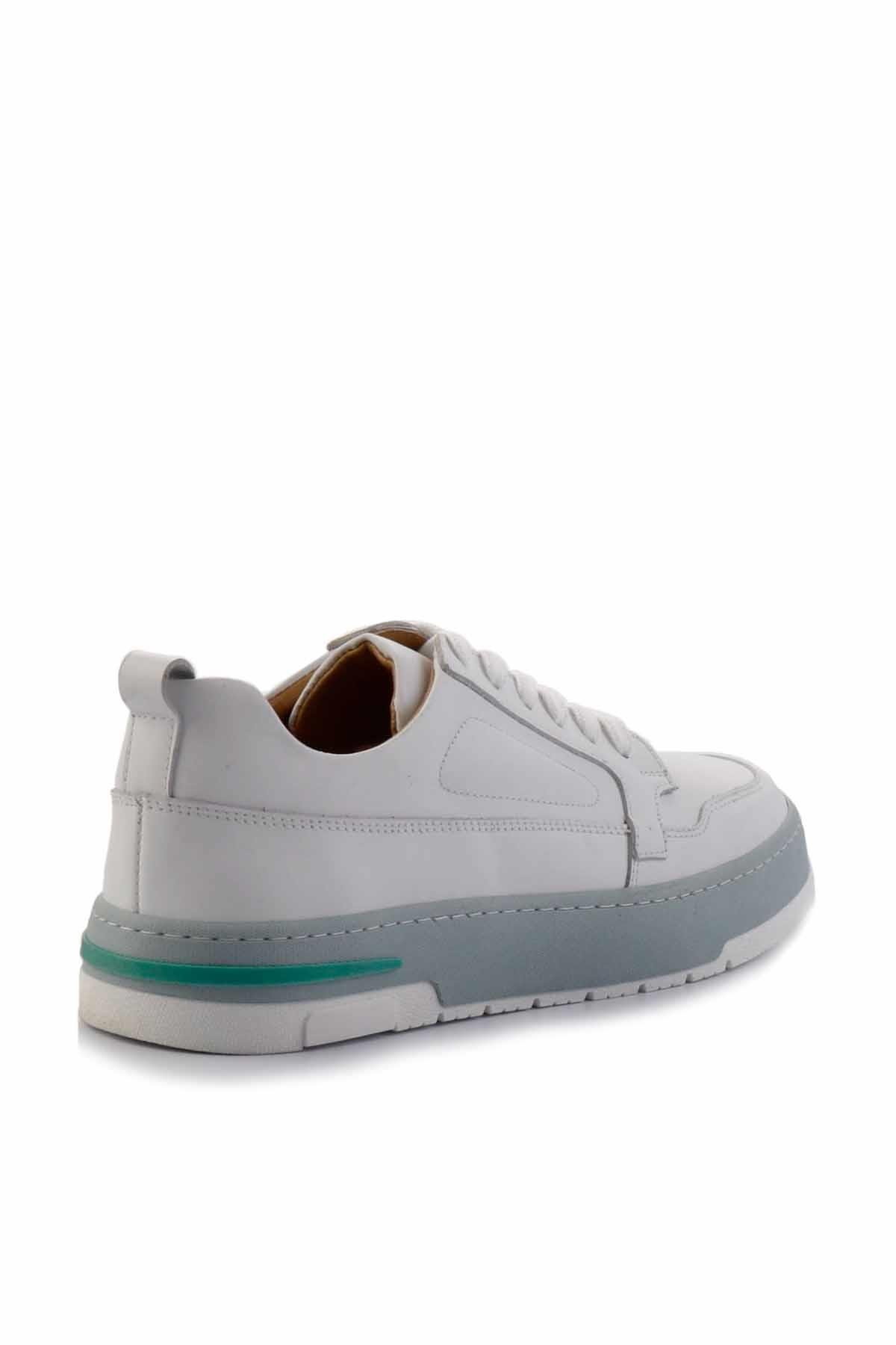 Beyaz Hakiki Deri Erkek Sneaker E01463410603