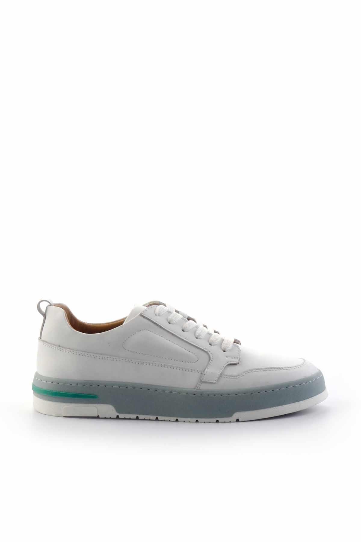 Beyaz Hakiki Deri Erkek Sneaker E01463410603