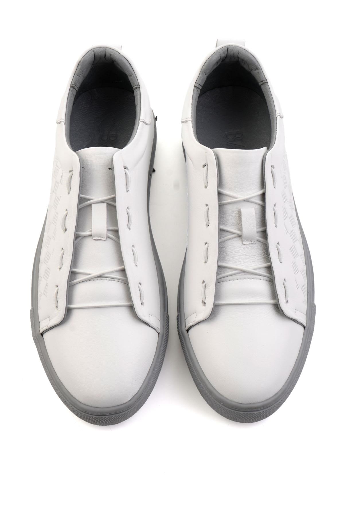 Beyaz Hakiki Deri Erkek Sneaker E01535125703