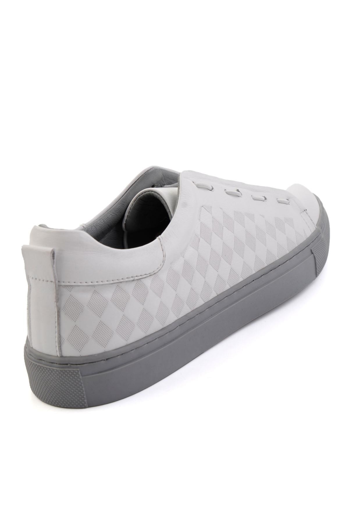 Beyaz Hakiki Deri Erkek Sneaker E01535125703