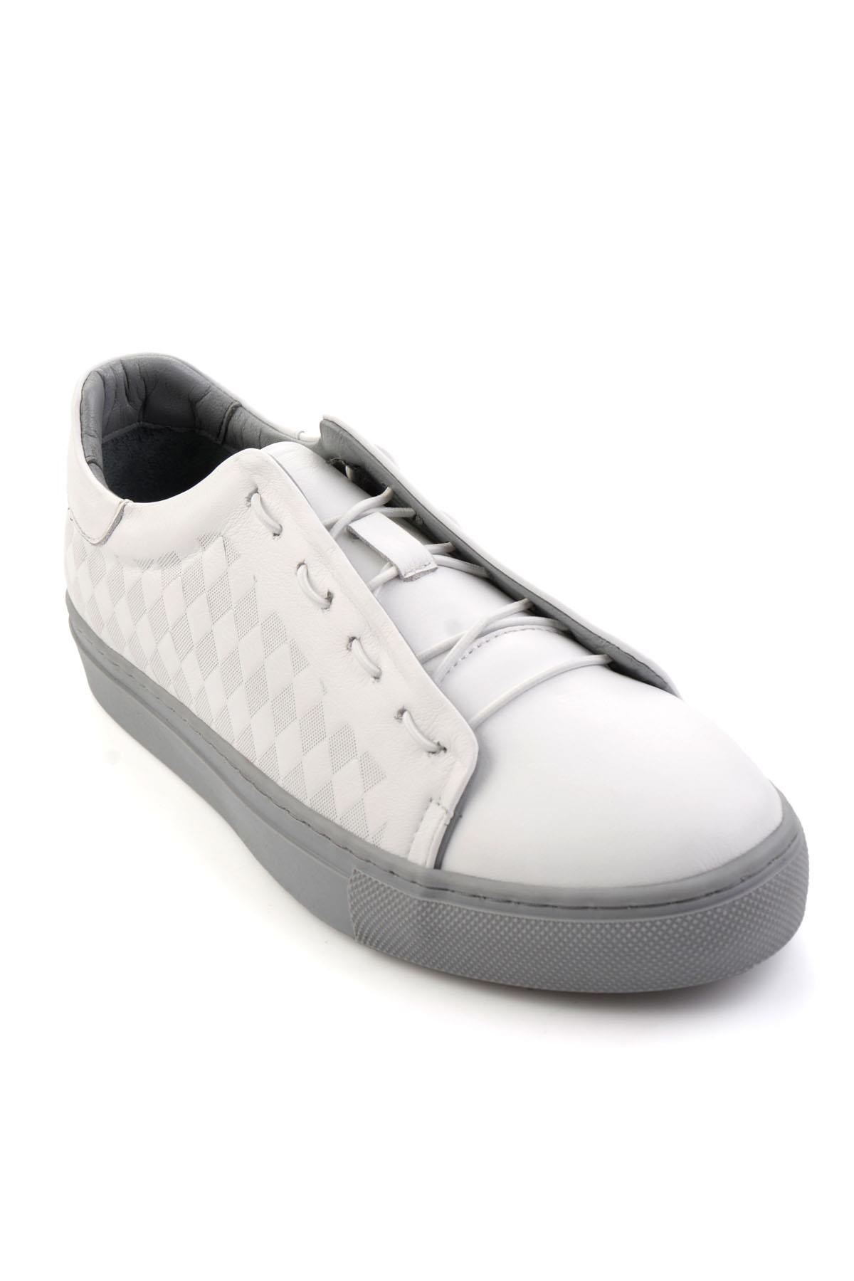 Beyaz Hakiki Deri Erkek Sneaker E01535125703