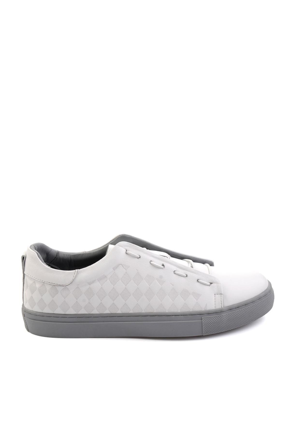 Beyaz Hakiki Deri Erkek Sneaker E01535125703