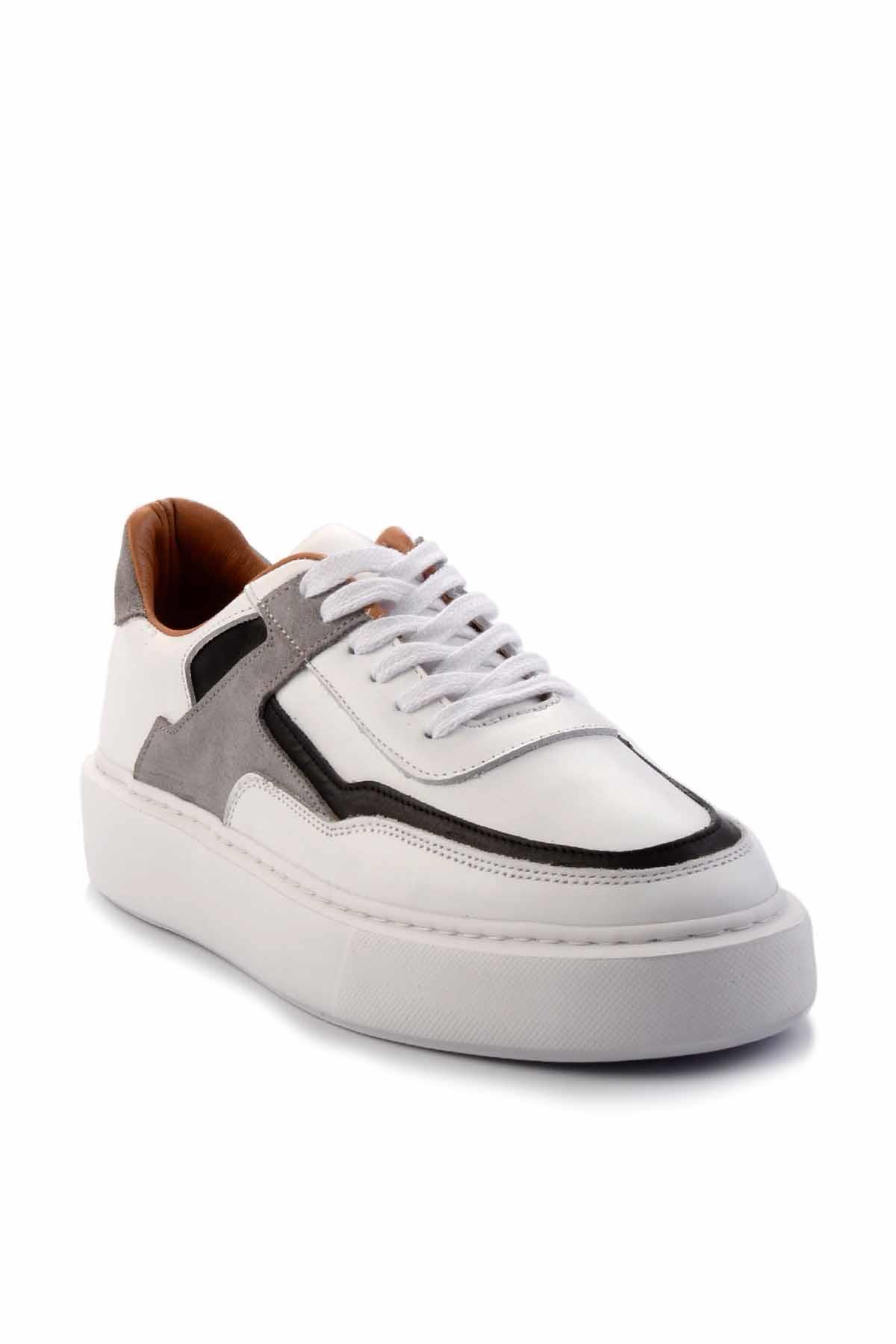 Beyaz Hakiki Deri Erkek Sneaker E01549289203