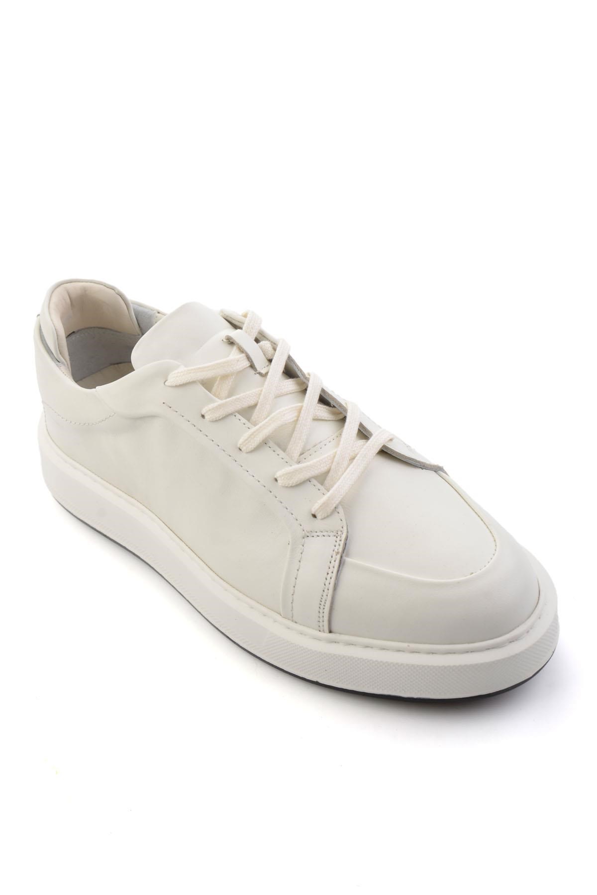 Beyaz Hakiki Deri Erkek Sneaker E01549290503