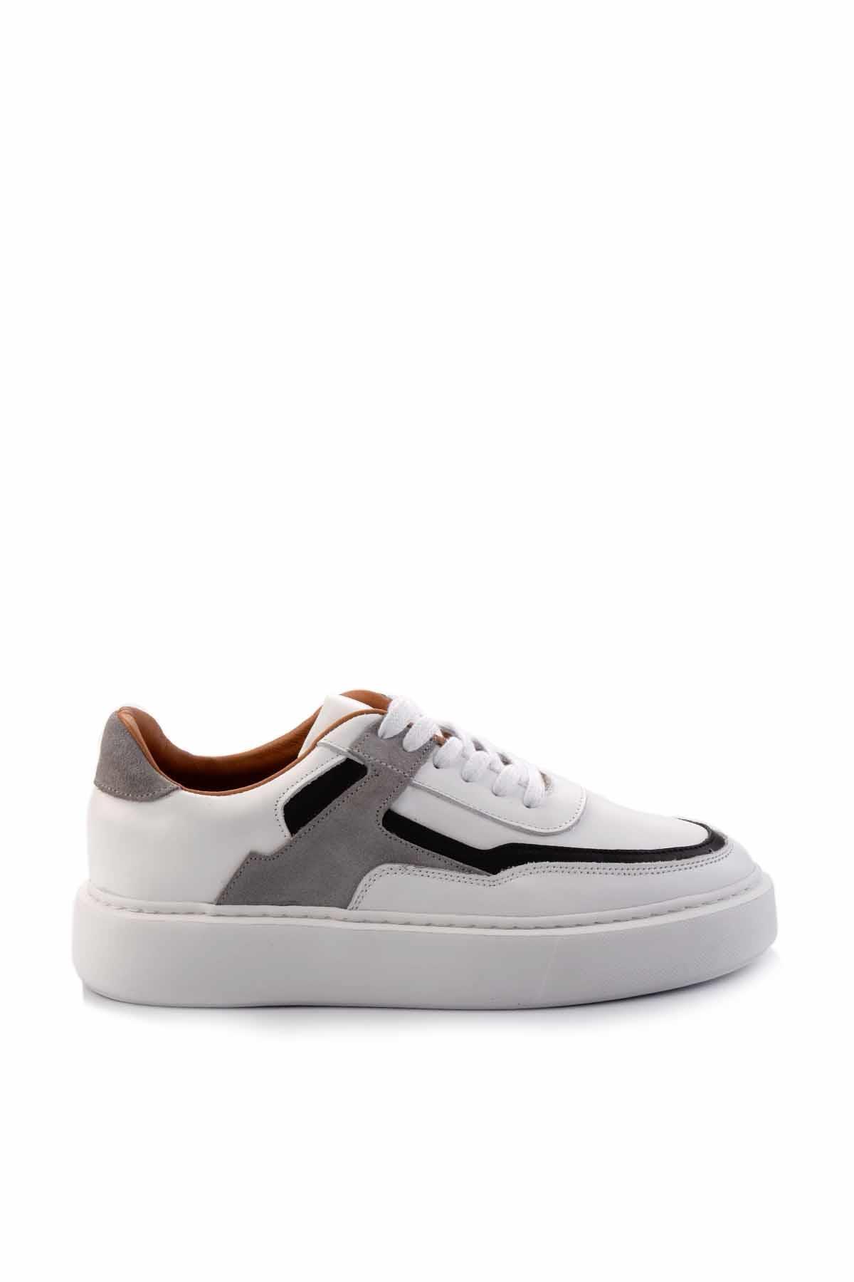 Beyaz Hakiki Deri Erkek Sneaker E01549289203