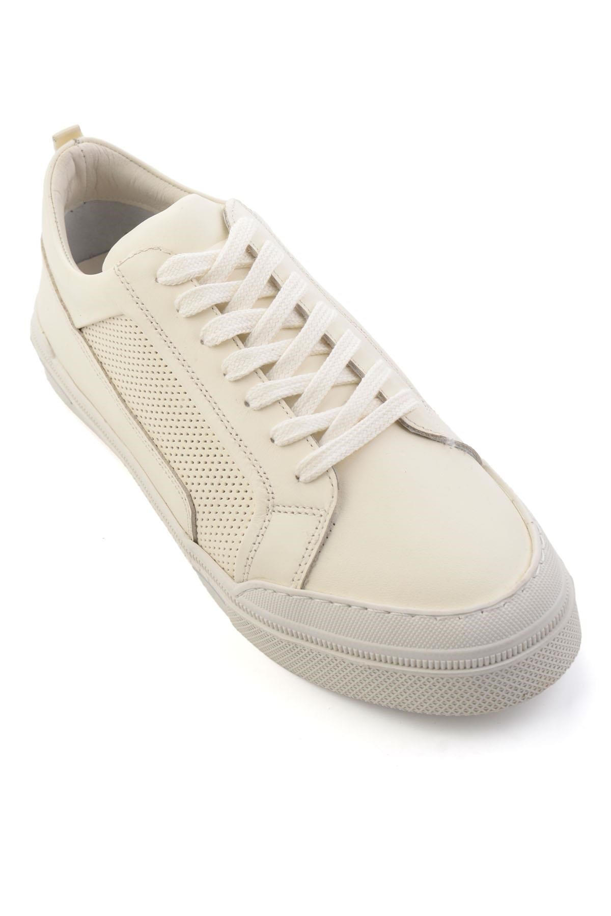 Beyaz Hakiki Deri Erkek Sneaker E01549000303