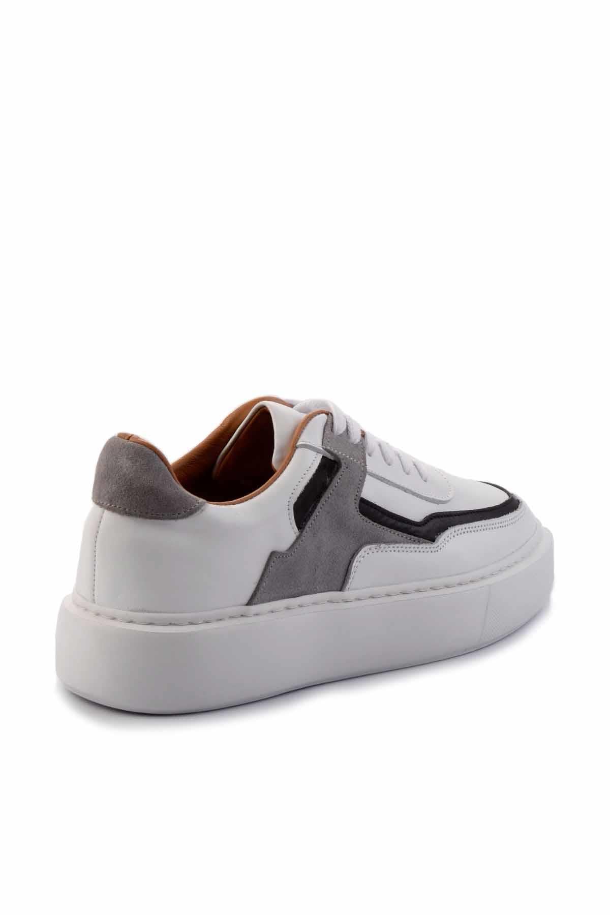 Beyaz Hakiki Deri Erkek Sneaker E01549289203
